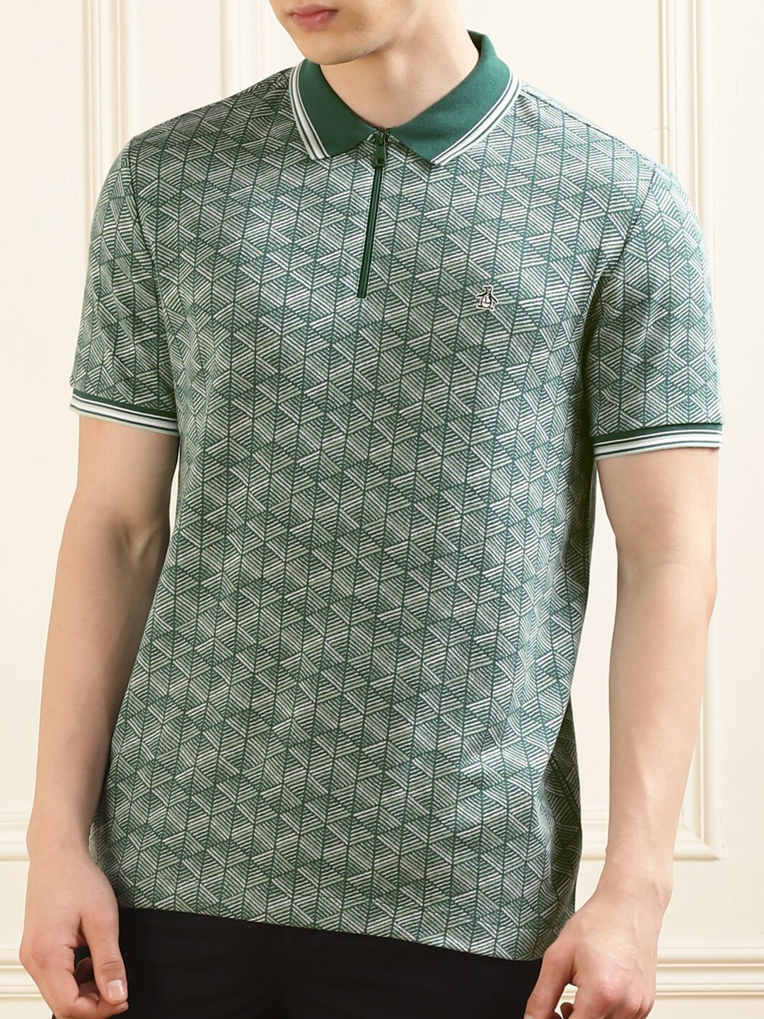 

Original Penguin Printed Polo Collar Short Sleeves Cotton Casual T-shirt, Green