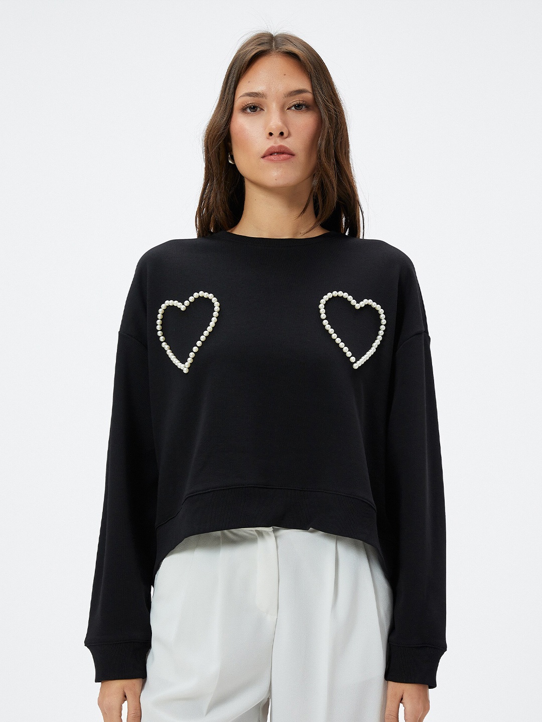 

Koton Embellished Pullover Sweatshirt, Black
