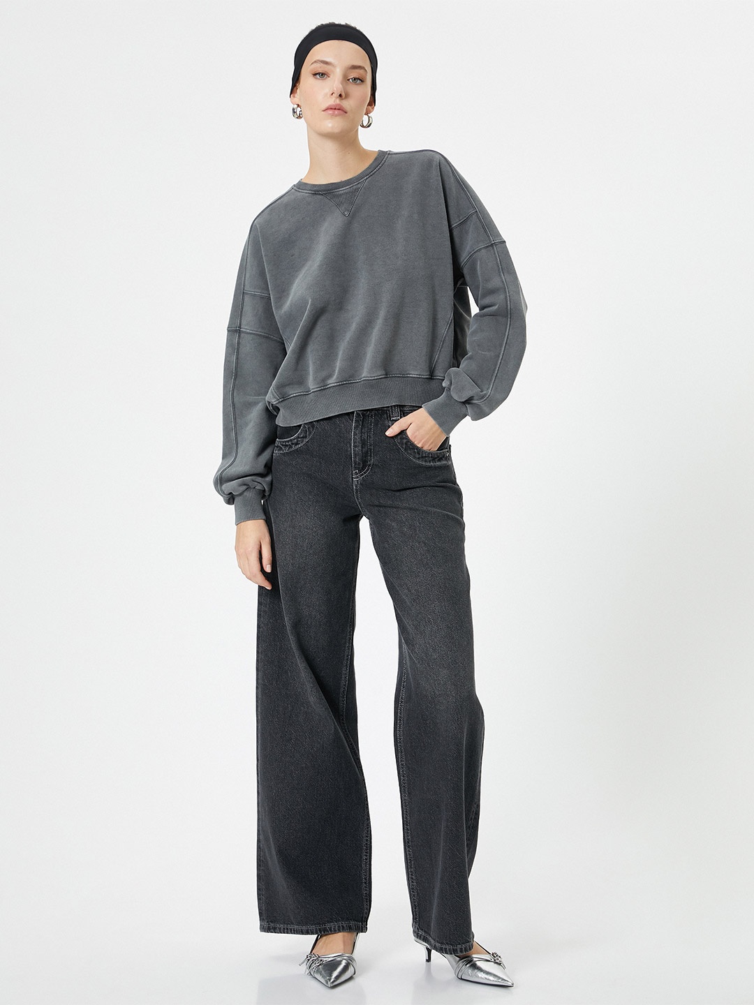 

Koton Round Neck Pullover Sweatshirt, Grey