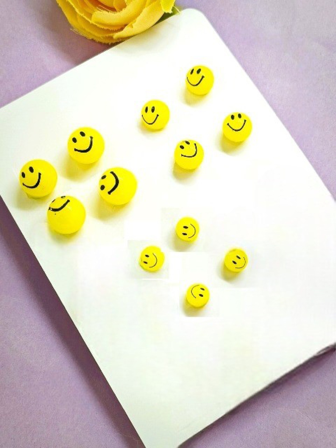 

FEMMIBELLA Set of 6 Circular Smile Studs Earrings, Yellow