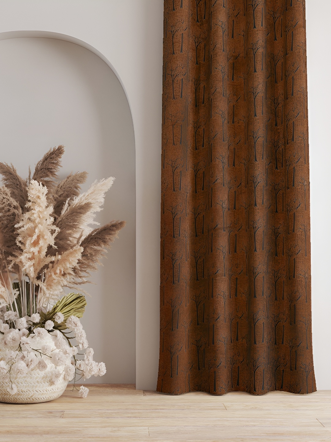 

Galaxy Home Decor Brown Set of 2 Floral Room Darkening Window Curtain