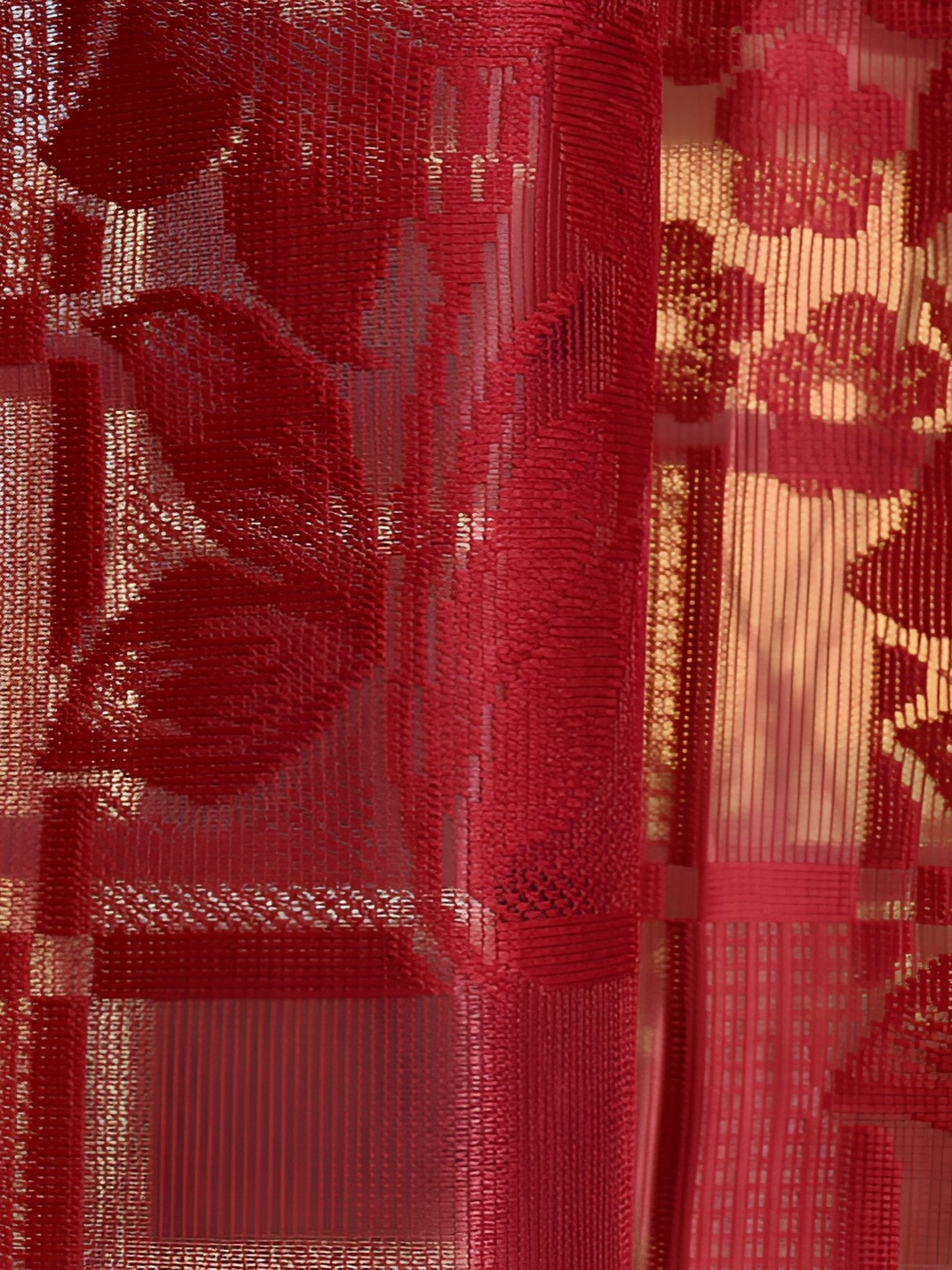 

Galaxy Home Decor Maroon Floral Room Darkening Long Door Curtain