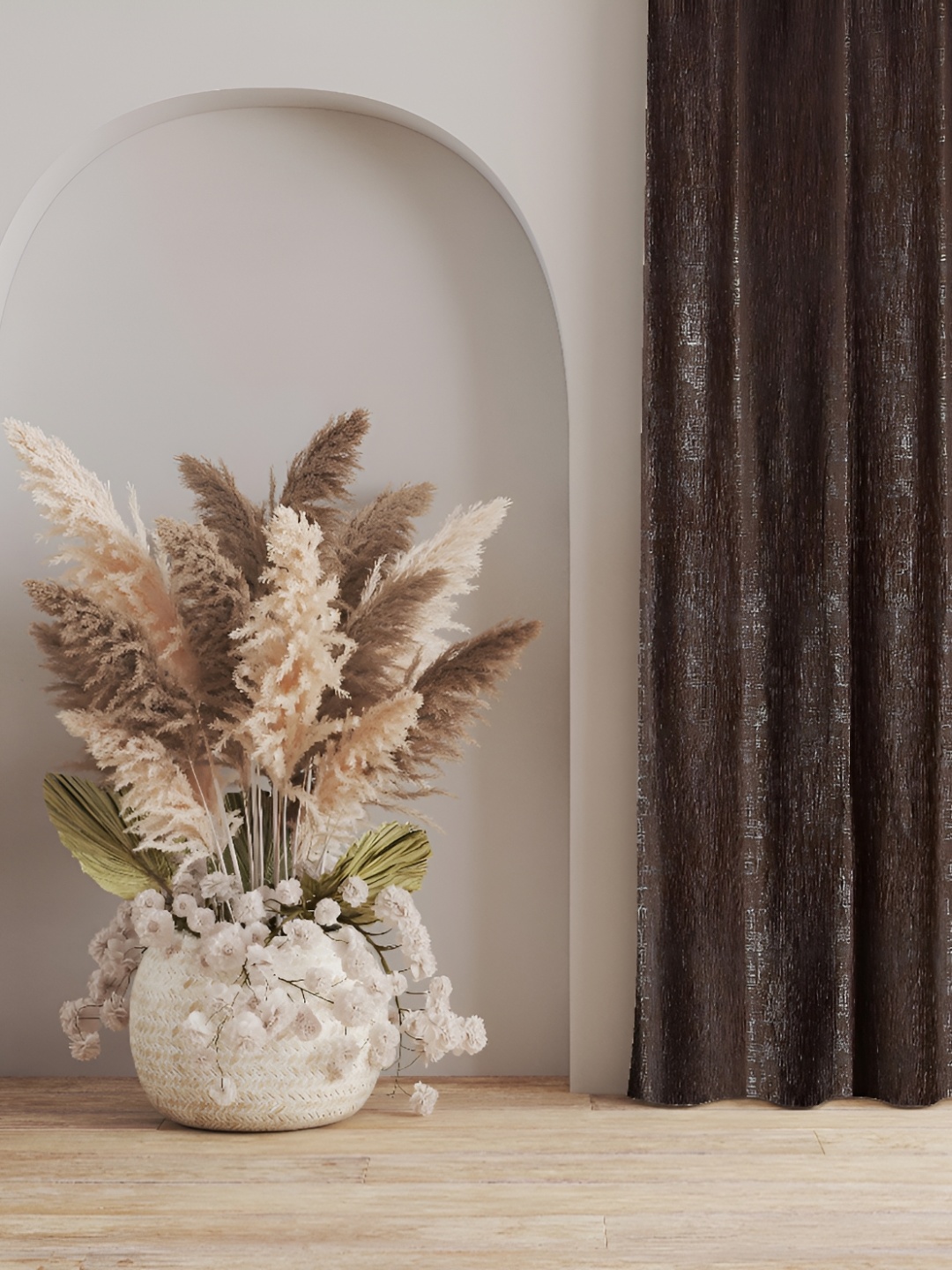

Galaxy Home Decor Brown Floral Room Darkening Long Door Curtain