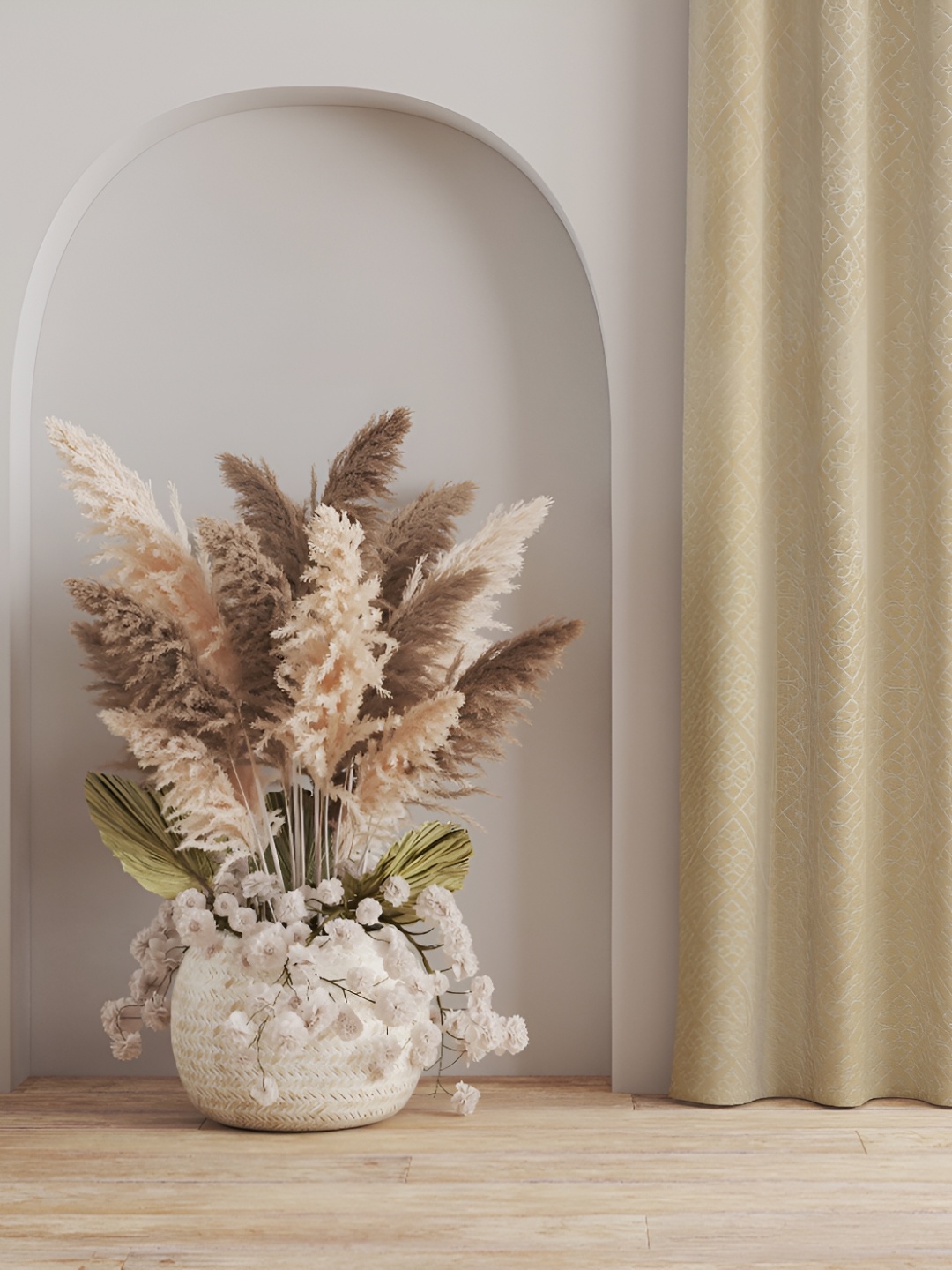

Galaxy Home Decor Cream-Coloured Floral Room Darkening Long Door Curtain