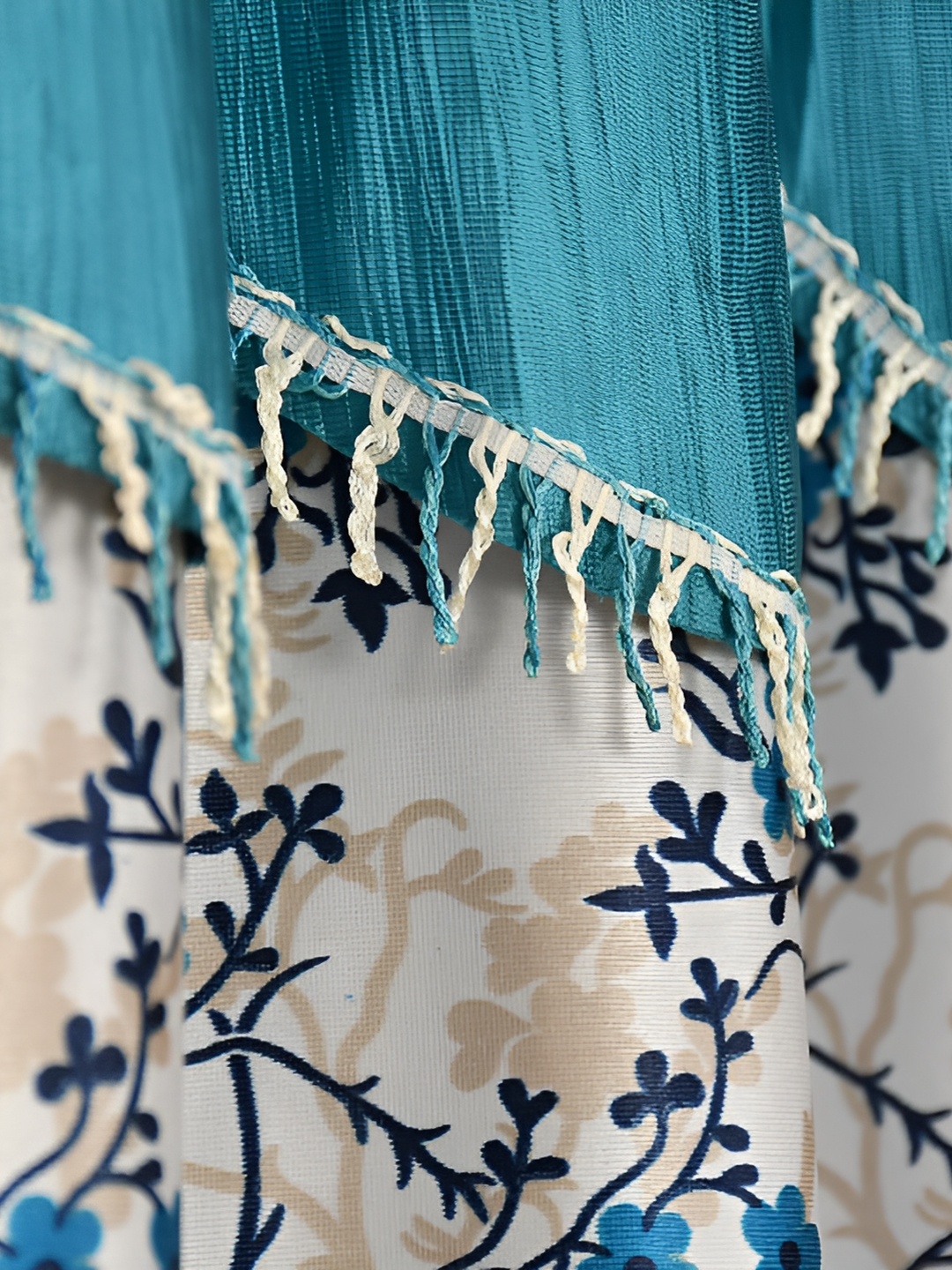 

Galaxy Home Decor Turquoise Blue Floral Room Darkening Long Door Curtain