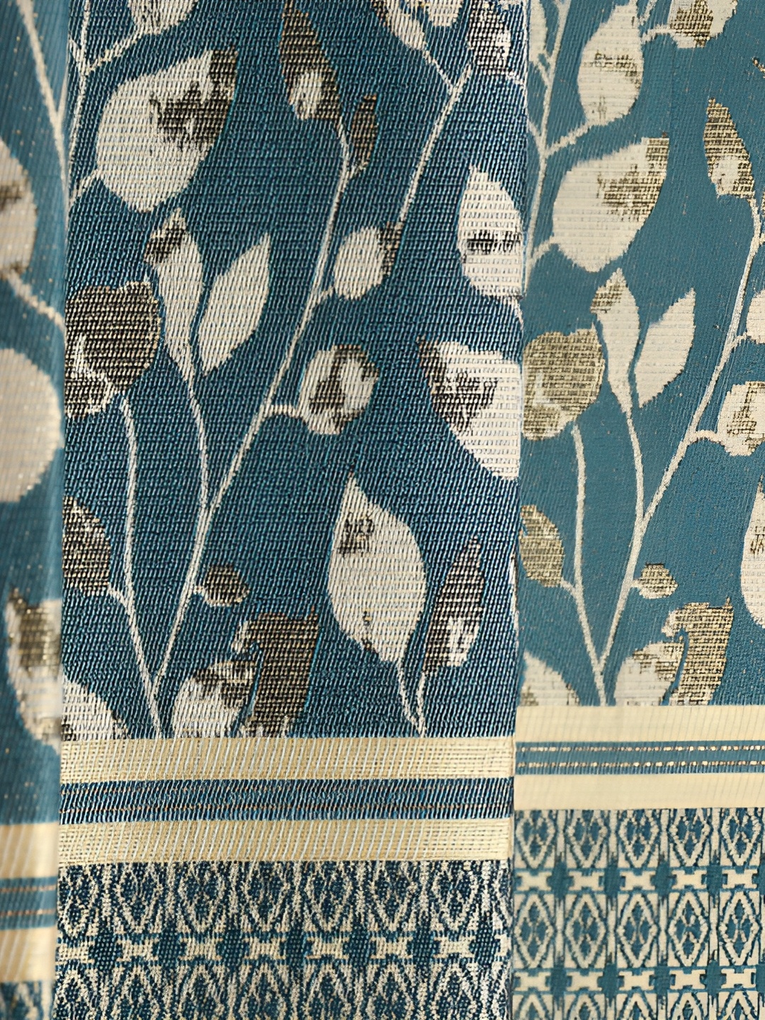 

Galaxy Home Decor Turquoise Blue Set of 3 Floral Room Darkening Window Curtain