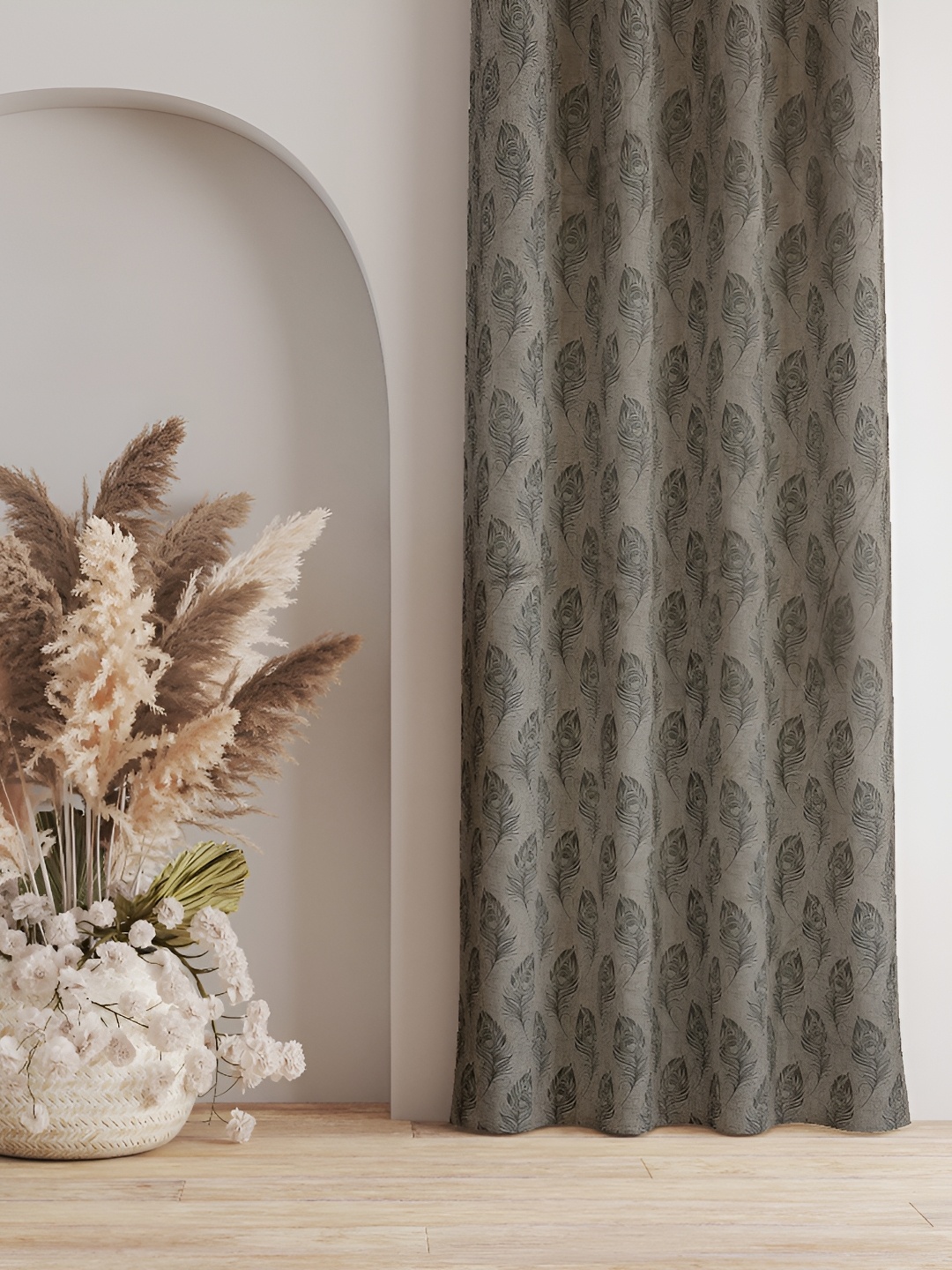 

Galaxy Home Decor Grey Floral Room Darkening Door Curtain