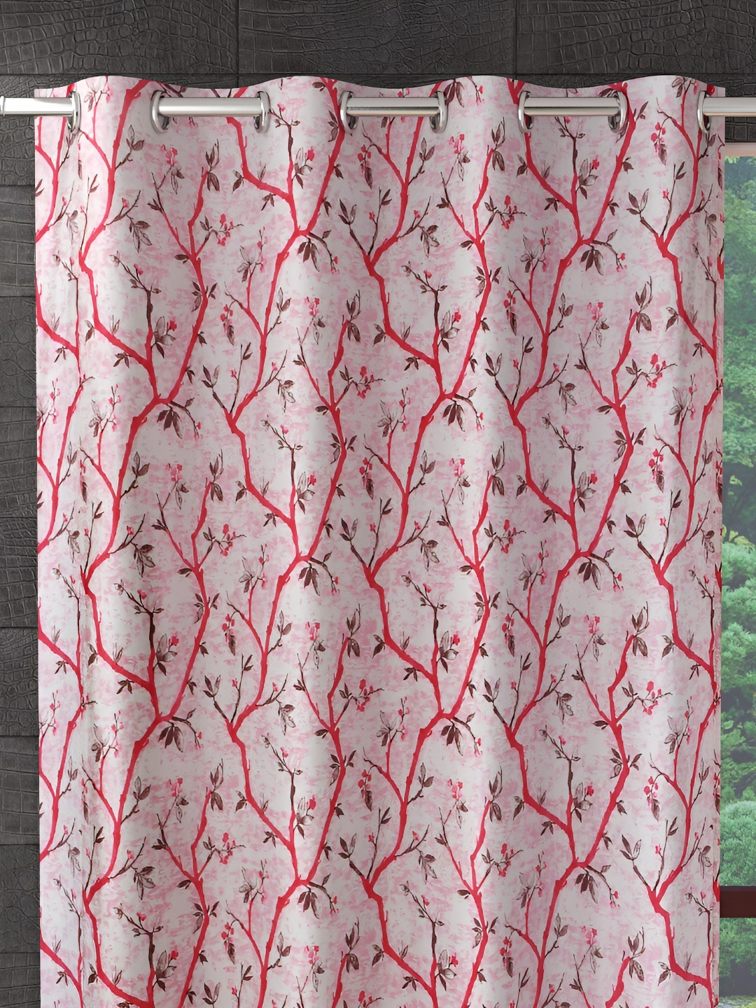 

Galaxy Home Decor Maroon Set of 2 Floral Room Darkening Long Door Curtain