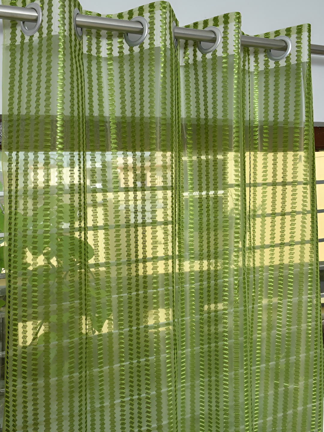 

Galaxy Home Decor Green Set of 3 Floral Room Darkening Window Curtain