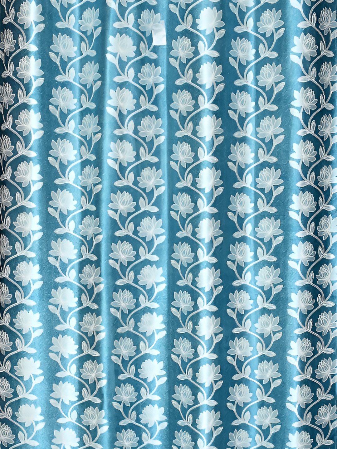 

Galaxy Home Decor Turquoise Blue Set of 2 Floral Room Darkening Window Curtain