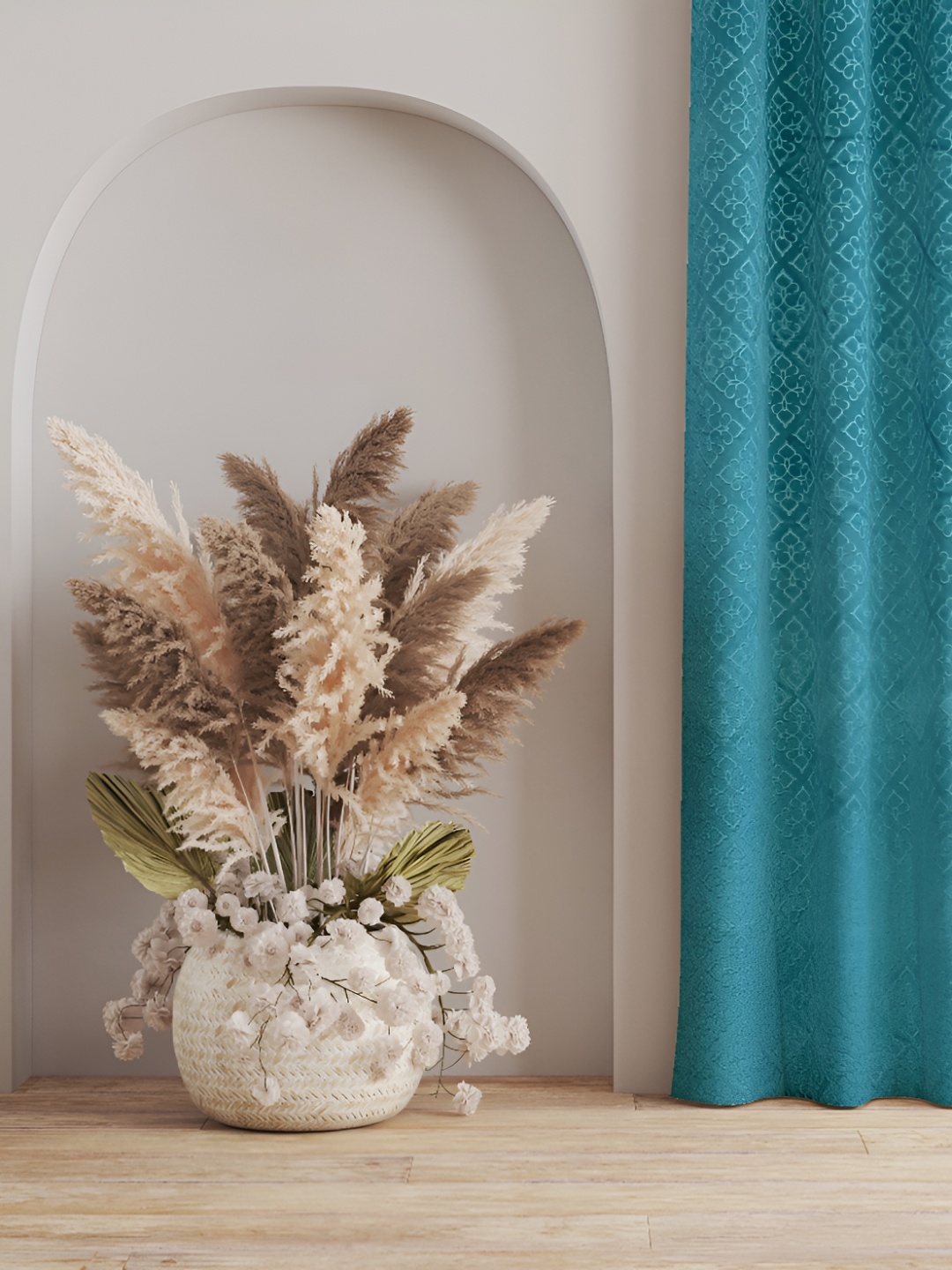 Galaxy Home Decor Turquoise Blue Floral Room Darkening Window Curtain