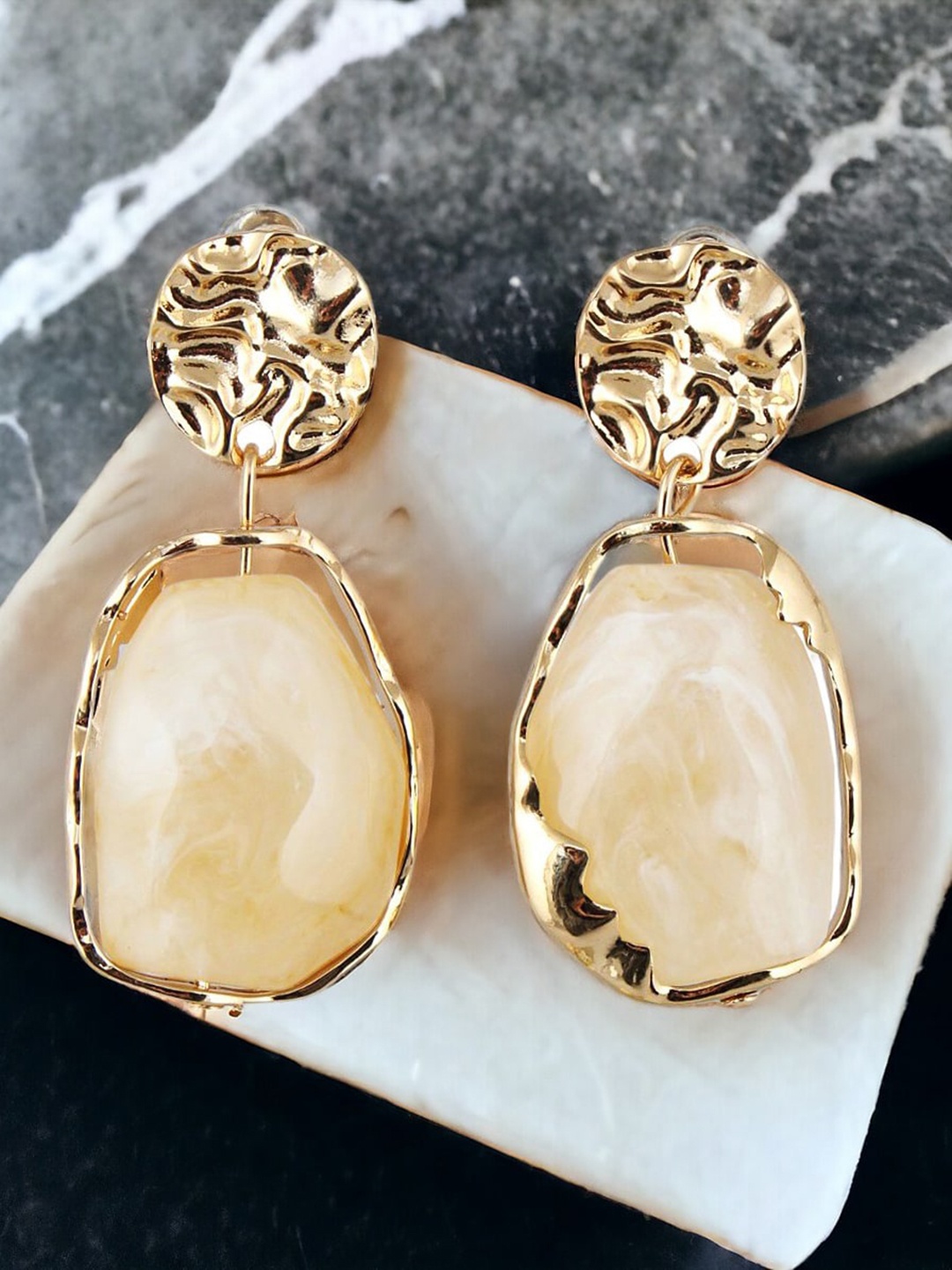 

LUCKY JEWELLERY 18k Gold Plated Contemporary Drop Earrings