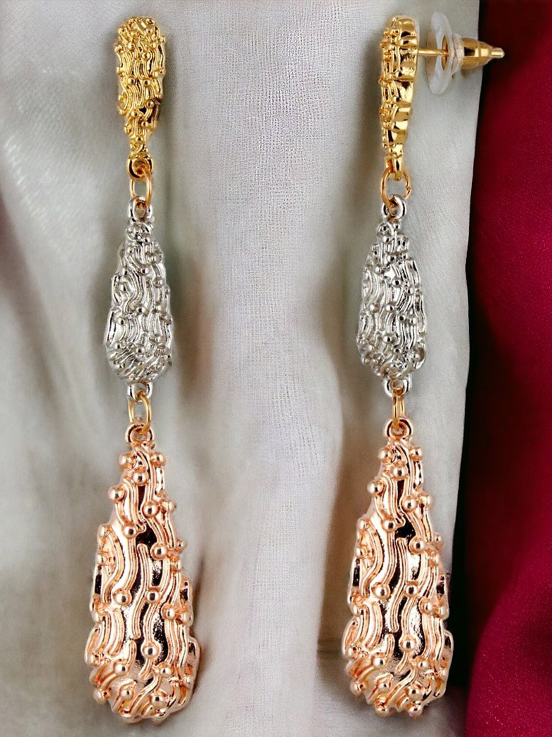 

LUCKY JEWELLERY Gold Plated Contemporary Drop Earrings