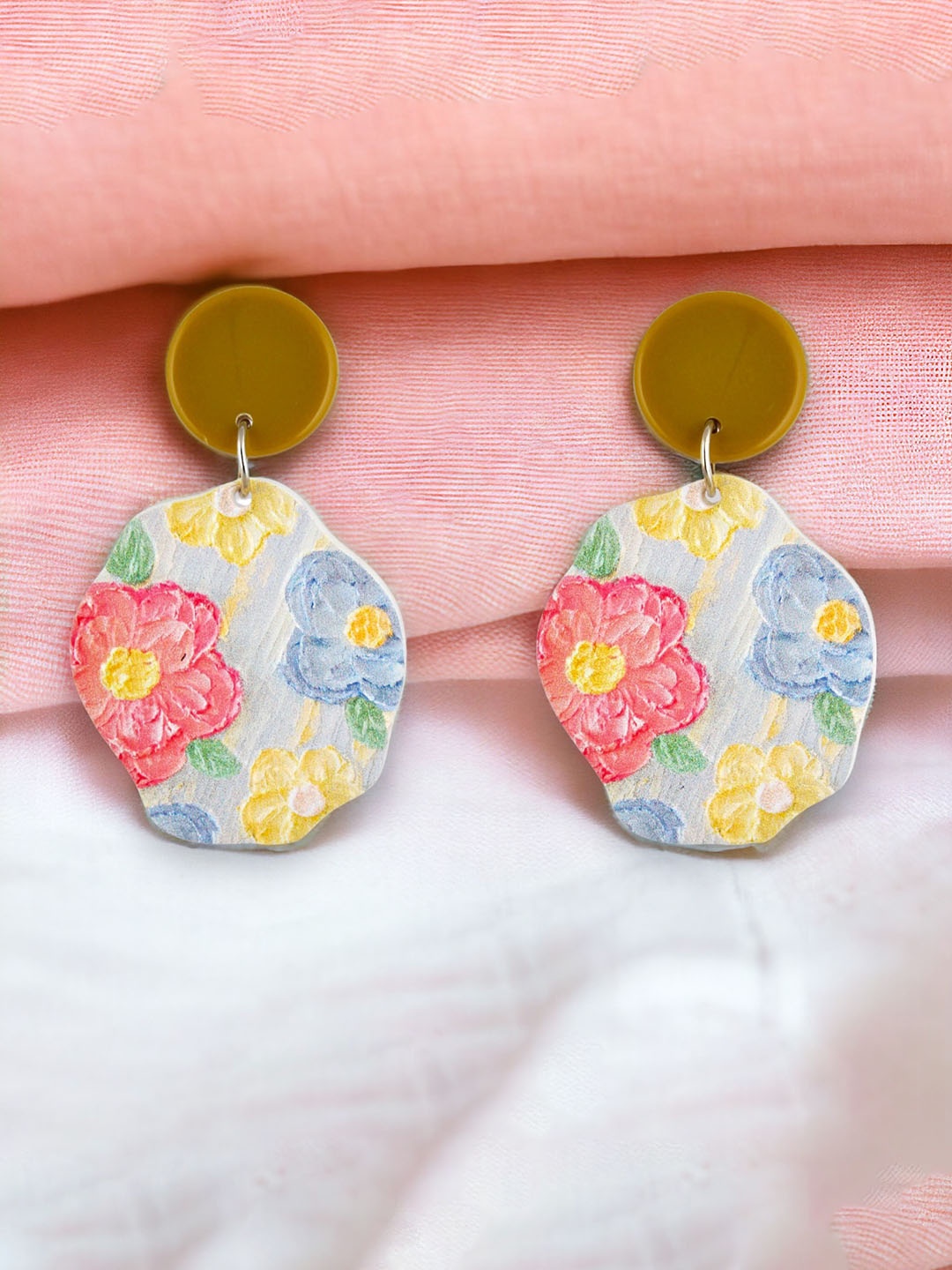 

LUCKY JEWELLERY Gold-Plated Contemporary Drop Earrings, Pink