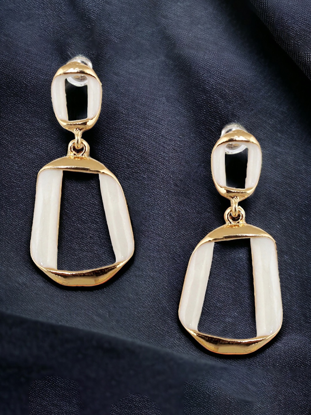 

LUCKY JEWELLERY Gold-Plated Contemporary Drop Earrings, White