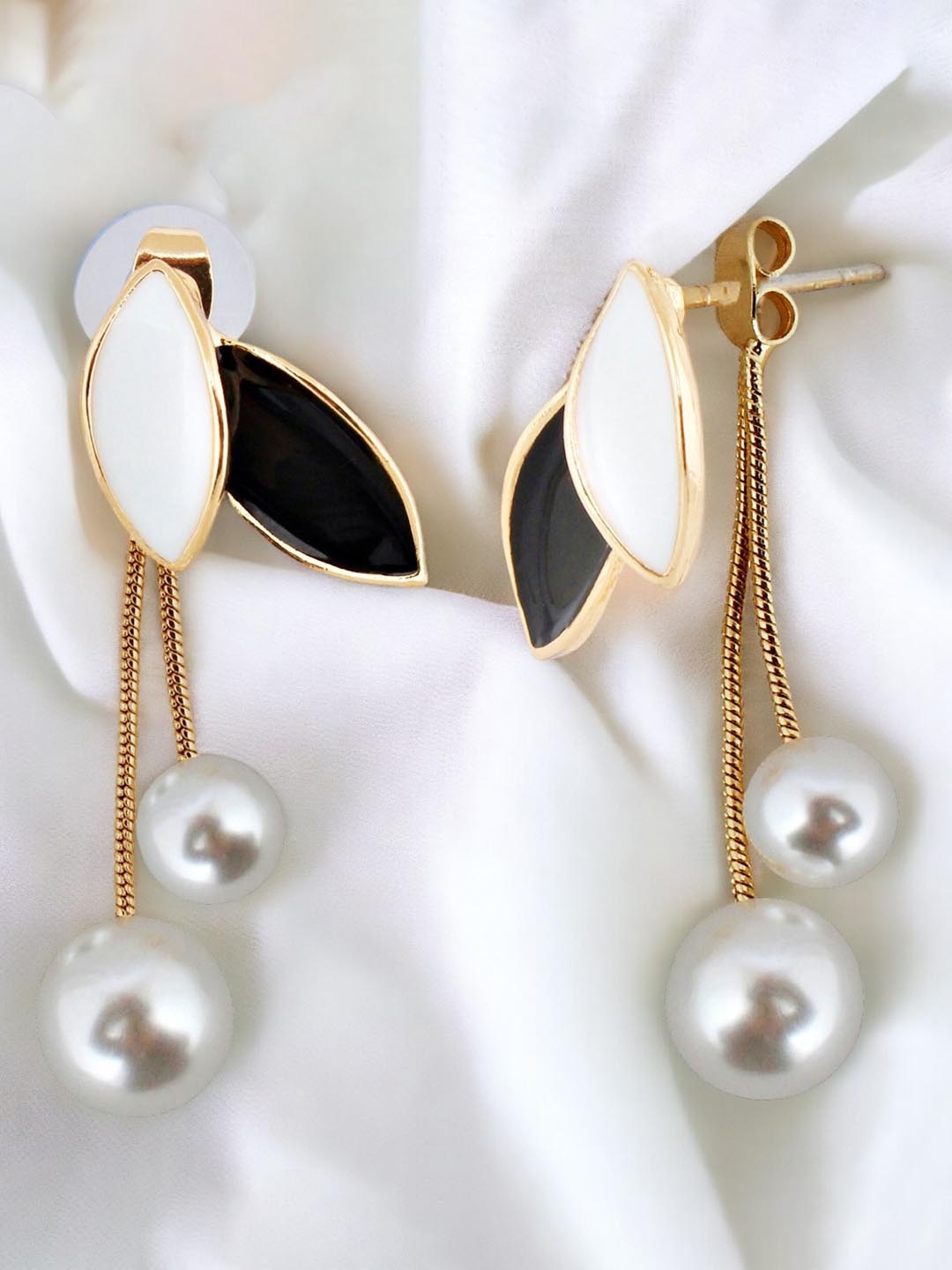 

LUCKY JEWELLERY Gold Plated Beaded Contemporary Drop Earrings