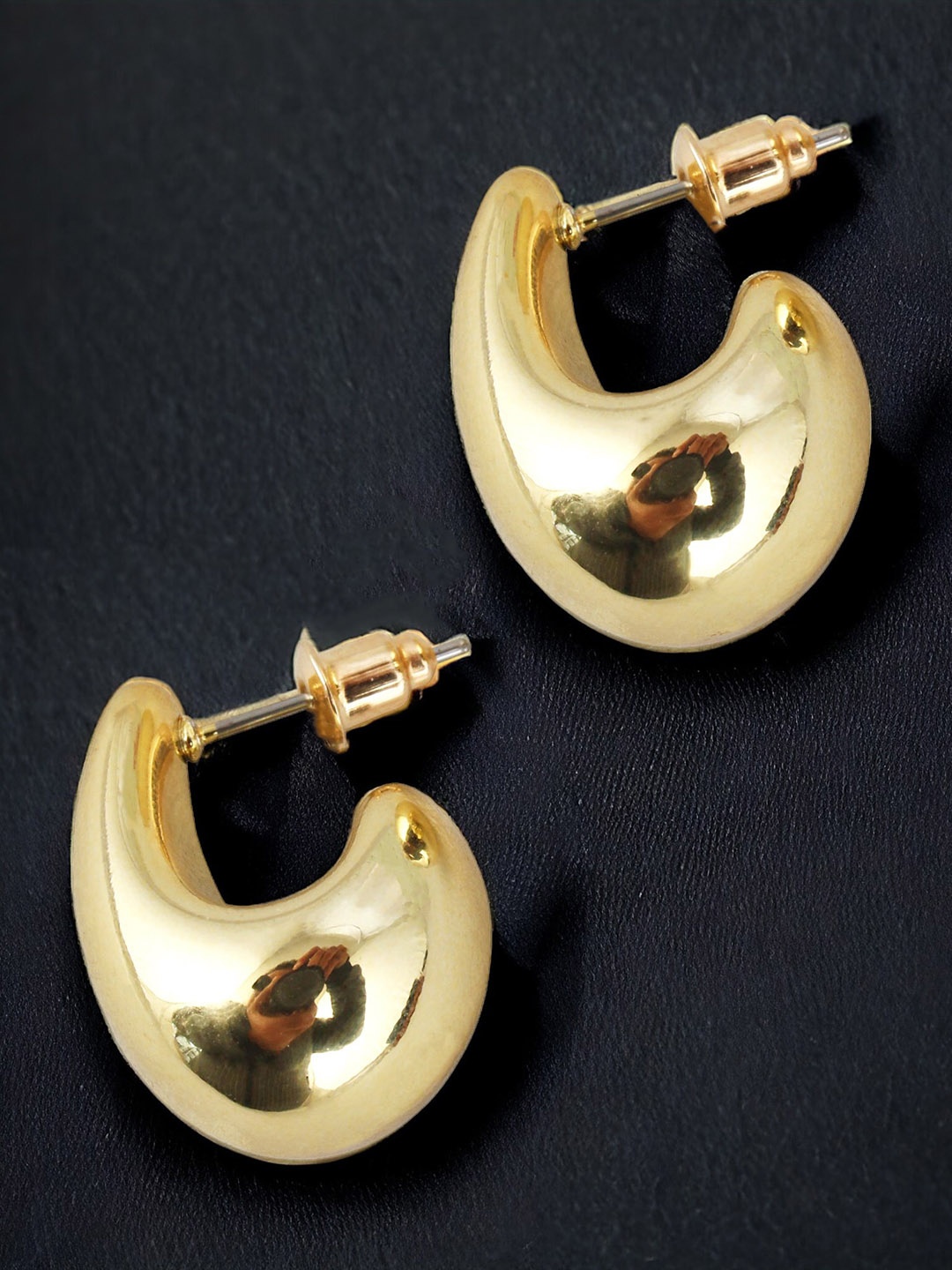 

LUCKY JEWELLERY 18k Gold Plated Contemporary Half Hoop Earrings