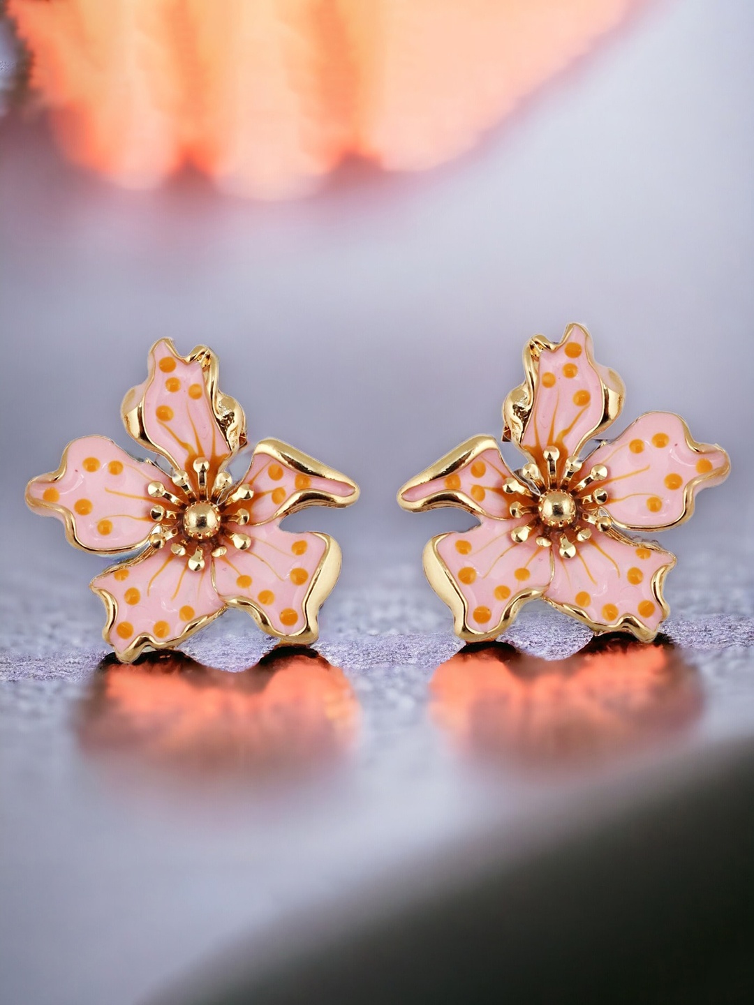

LUCKY JEWELLERY Gold-Plated Contemporary Studs Earrings, Pink