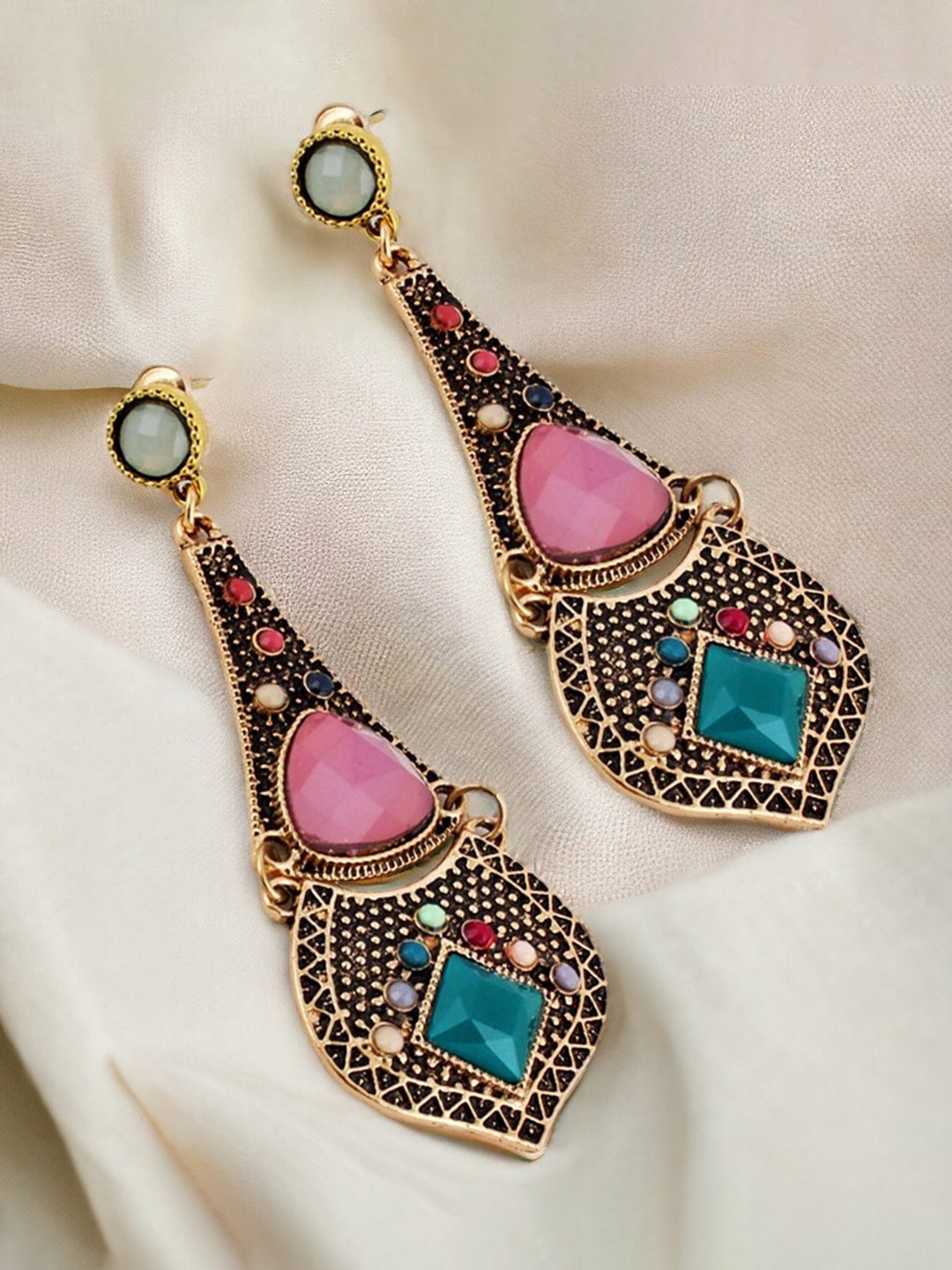 

LUCKY JEWELLERY Gold-Plated Contemporary Drop Earrings