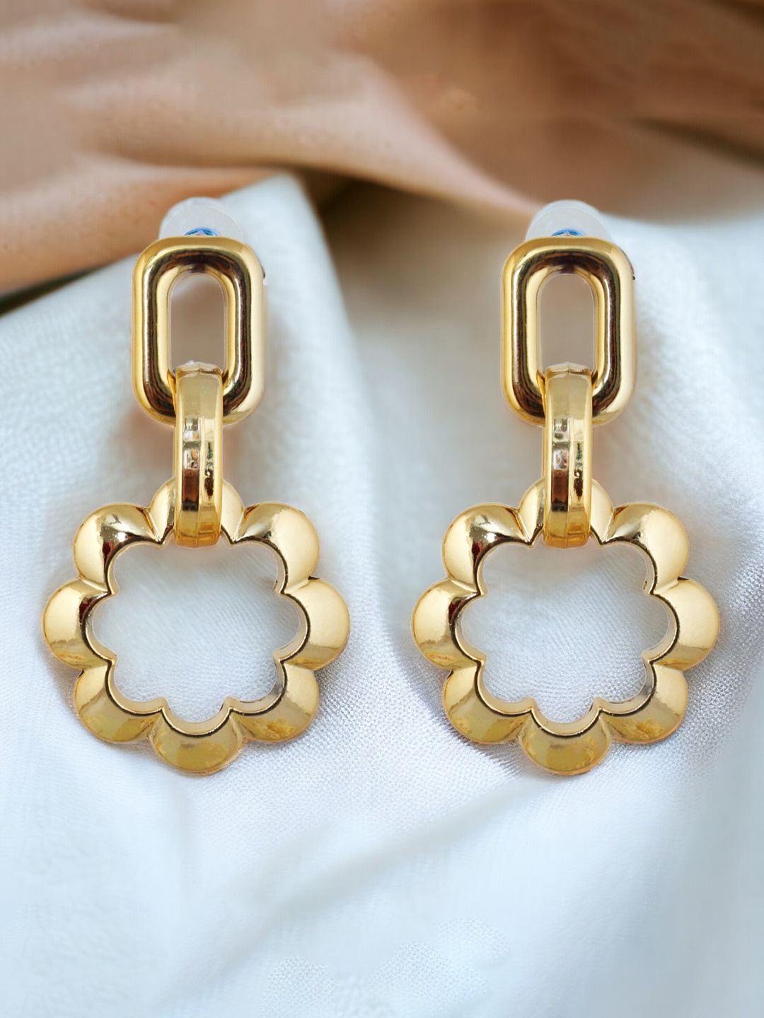 

LUCKY JEWELLERY Gold-Plated Contemporary Drop Earrings