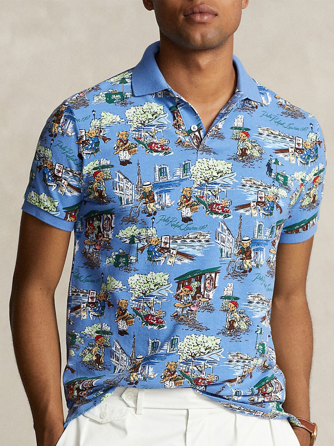 

Polo Ralph Lauren Abstract Printed Polo Collar Cotton T-Shirt, Blue