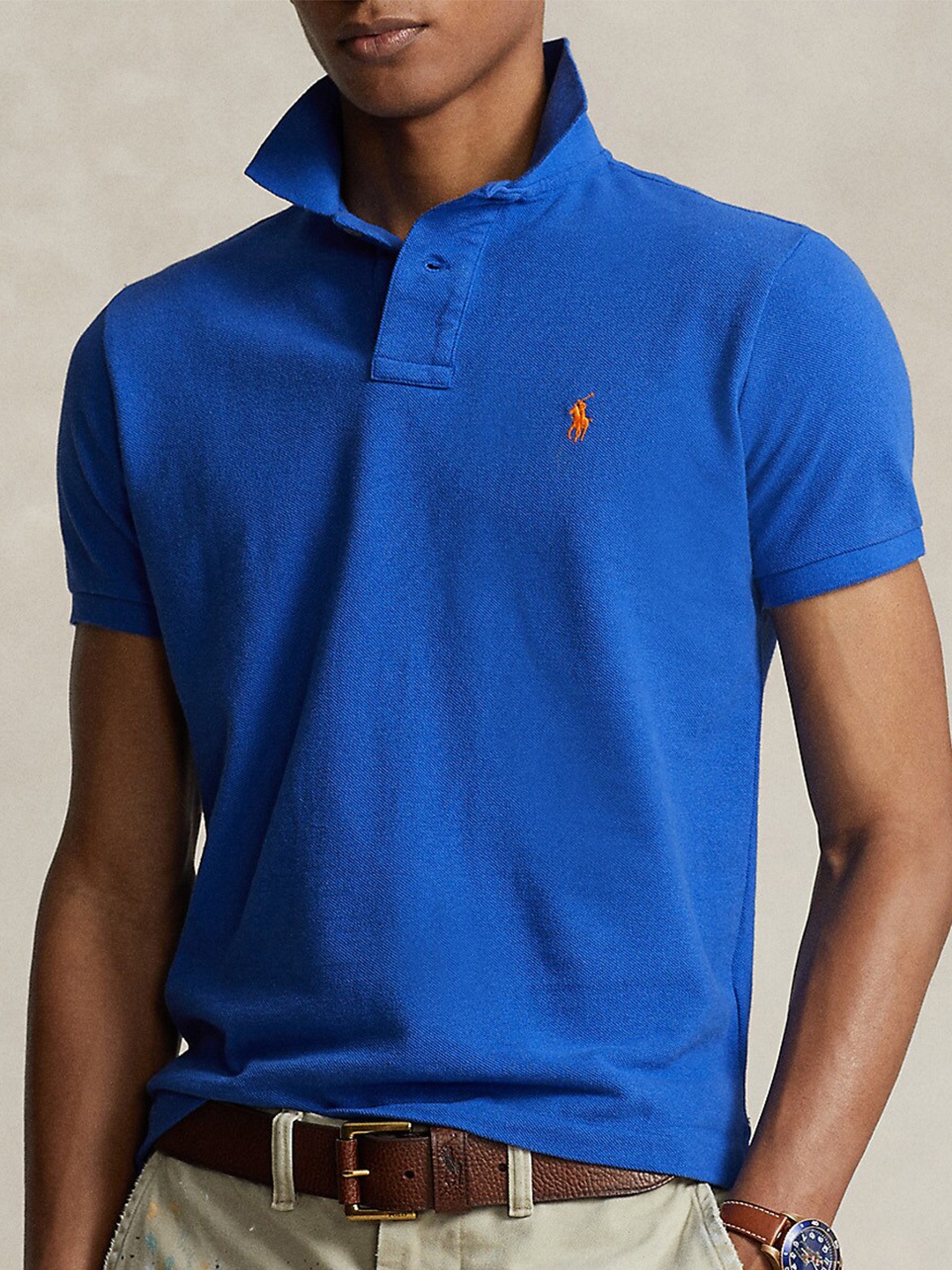 

Polo Ralph Lauren Polo Collar Cotton Slim Fit T-Shirt, Blue