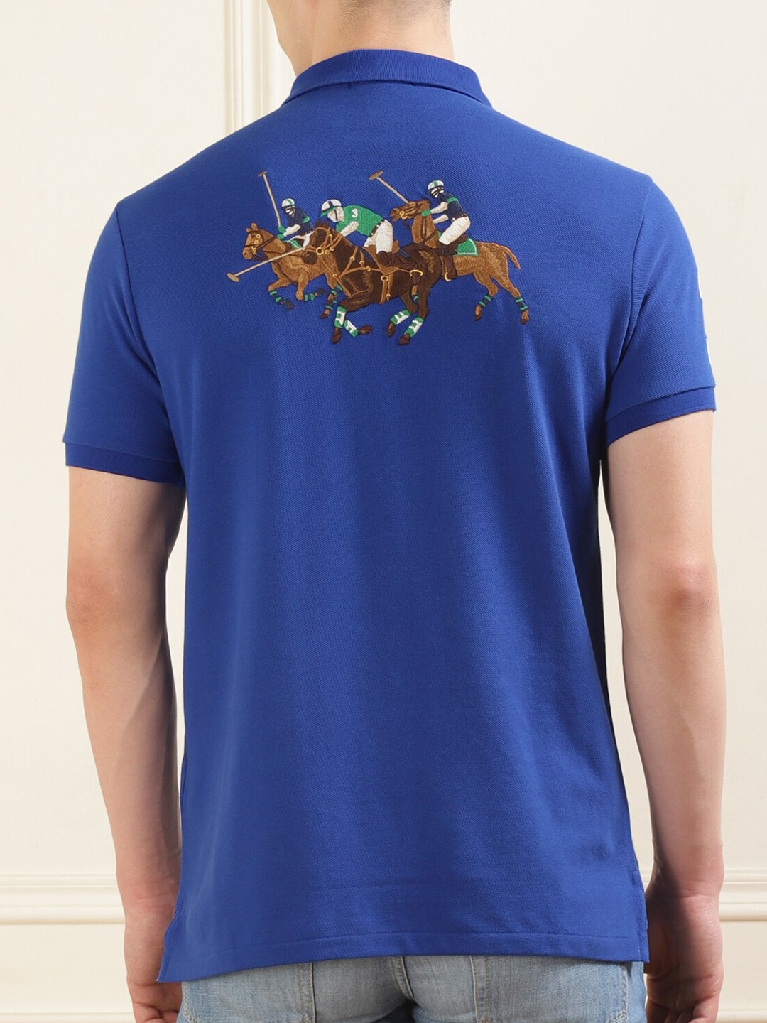 

Polo Ralph Lauren Graphic Printed Polo Collar Cotton T-Shirt, Blue