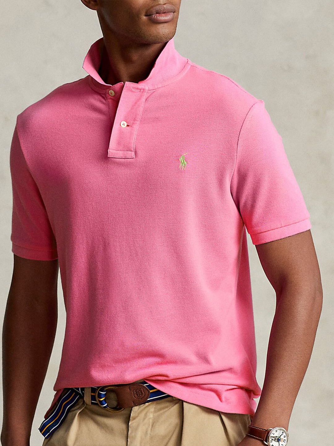 

Polo Ralph Lauren Polo Collar Cotton Slim Fit T-Shirt, Pink