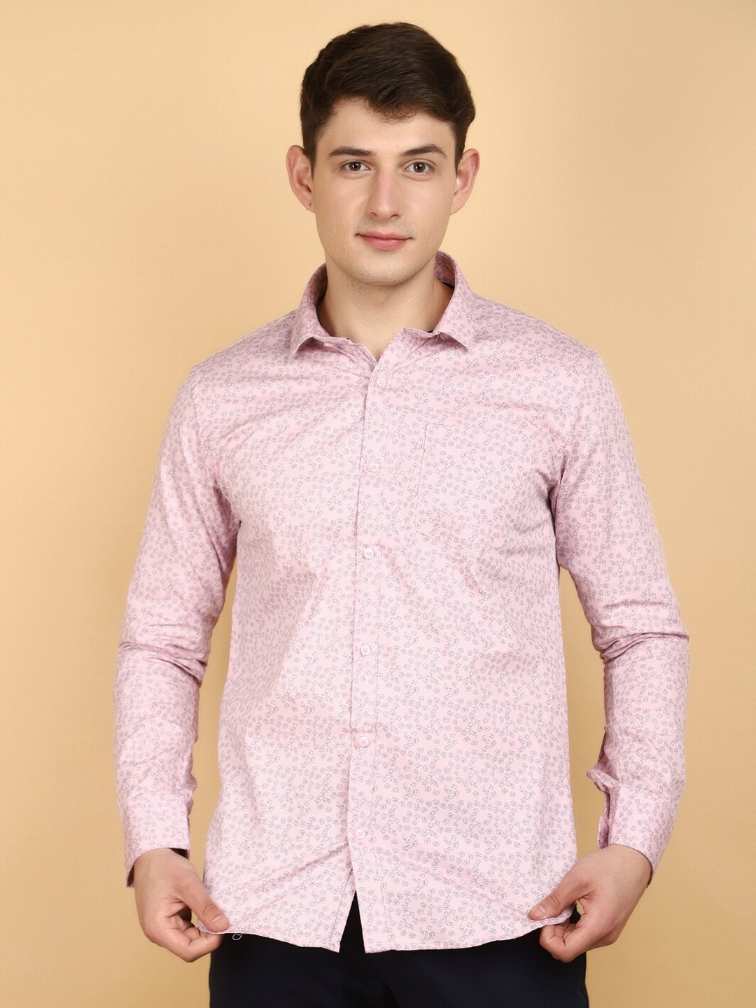 

V-Mart Floral Printed Twill Coton Casual Shirt, Pink