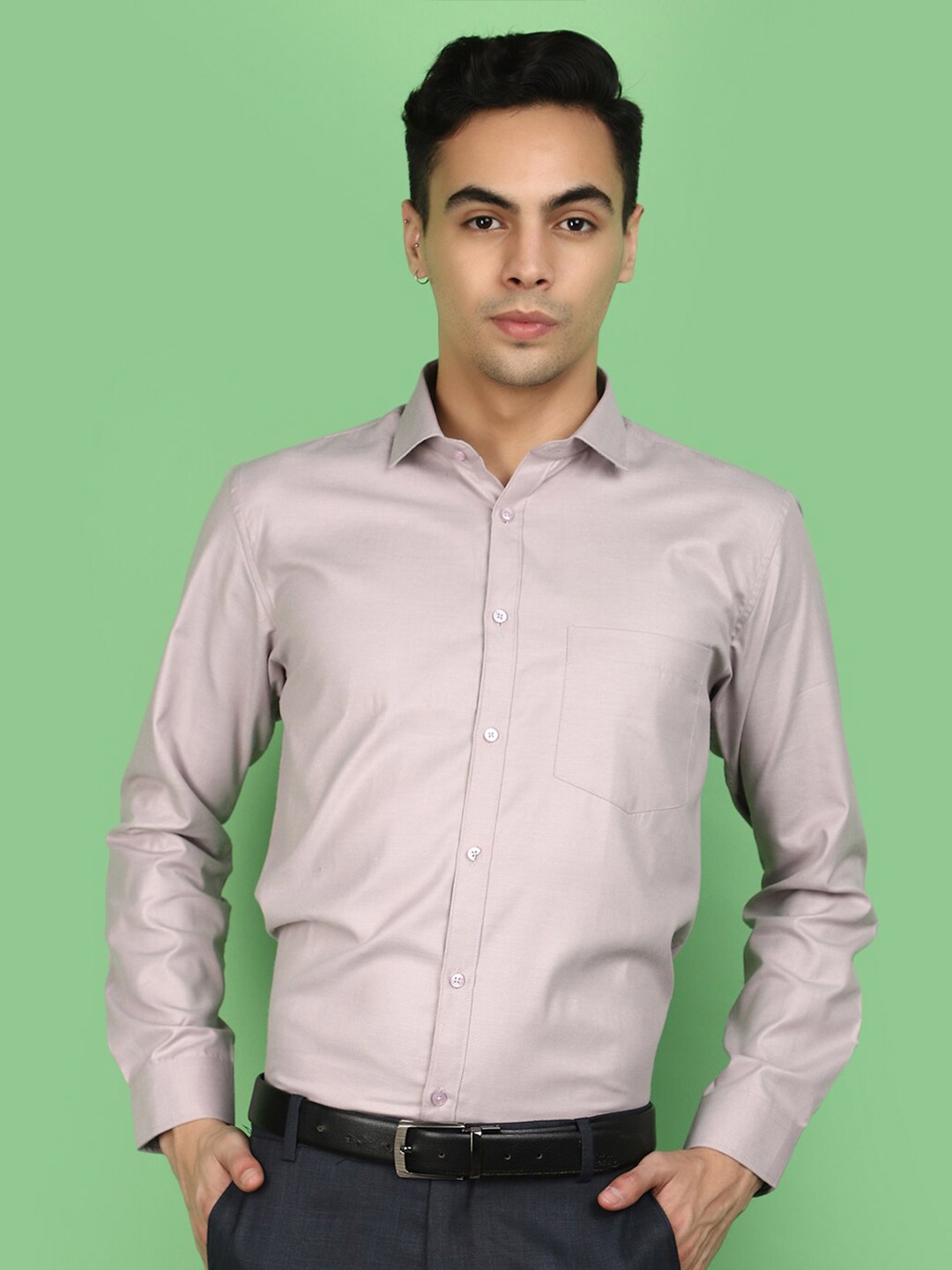 

V-Mart Spread Collar Long Sleeves Cotton Formal Shirt, Grey