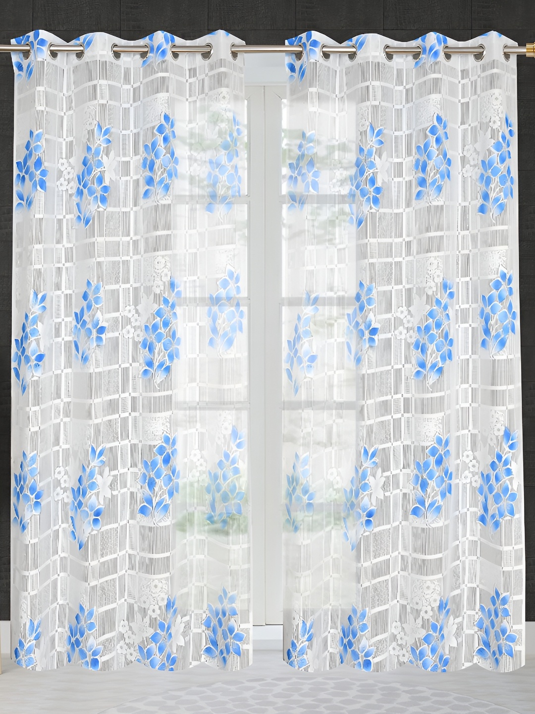 

Galaxy Home Decor Blue Floral Room Darkening Window Curtain