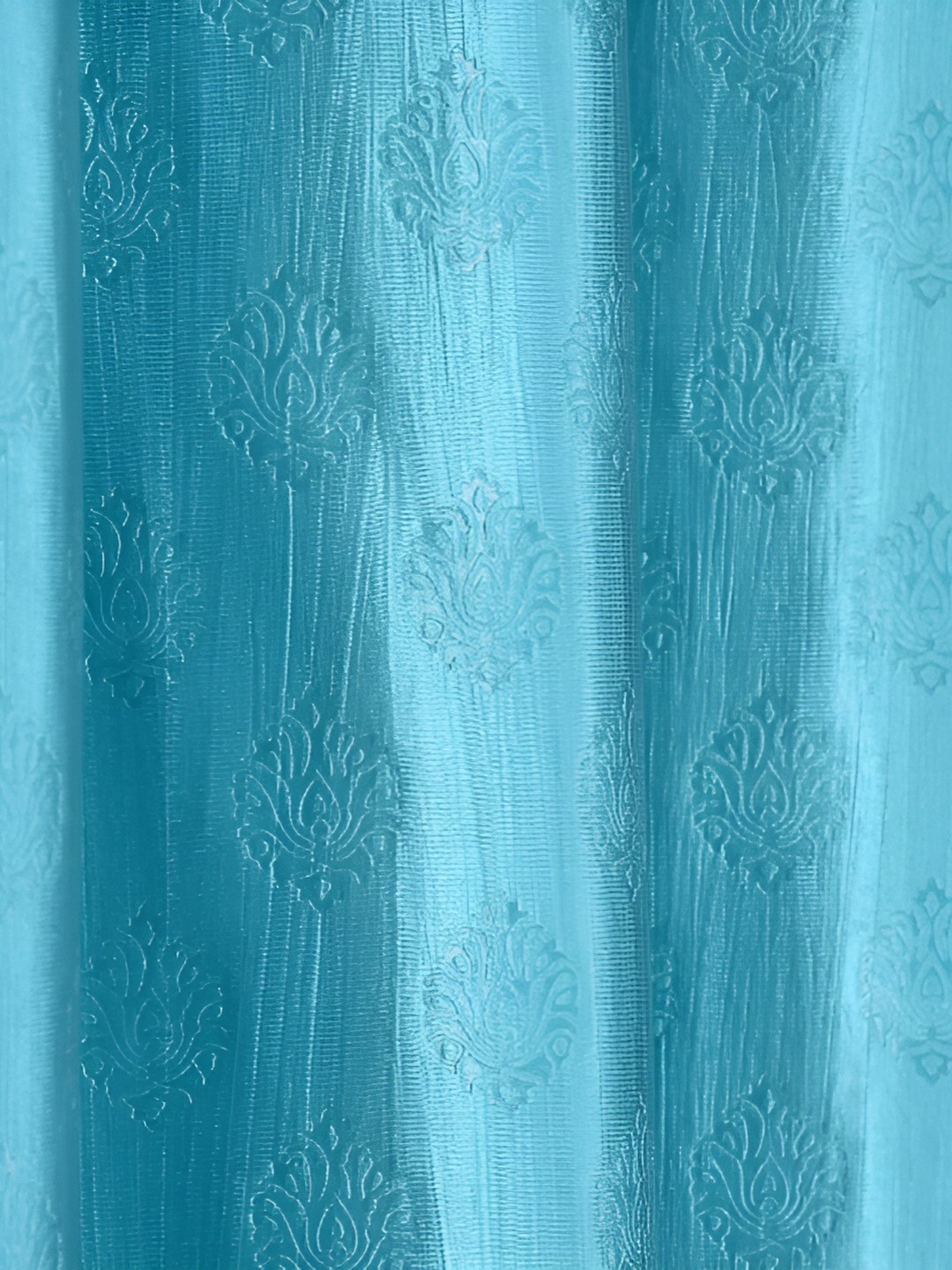 

Galaxy Home Decor Turquoise Blue Set of 3 Floral Room Darkening Long Door Curtain
