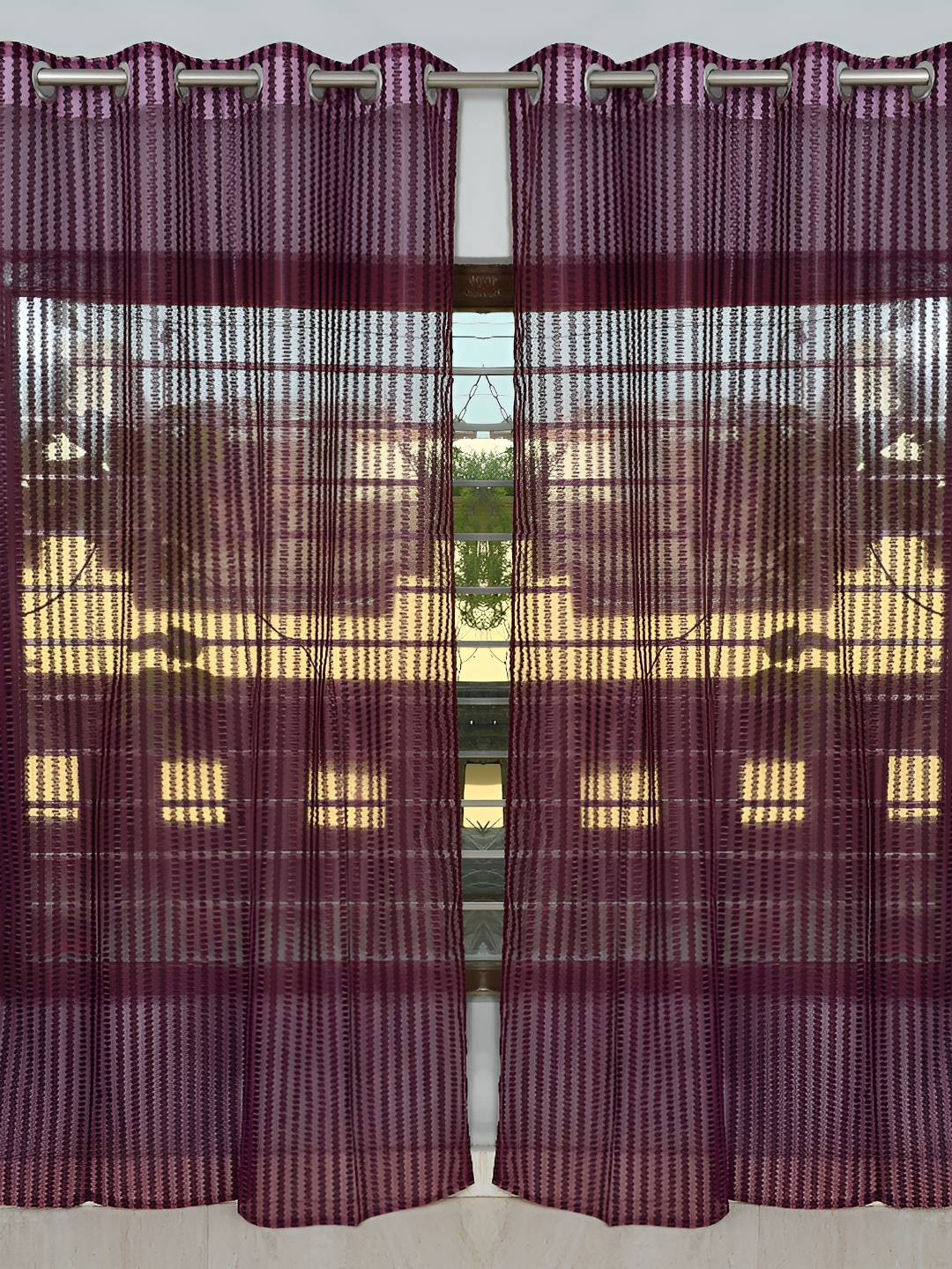 

Galaxy Home Decor Burgundy Set of 2 Floral Room Darkening Window Curtain