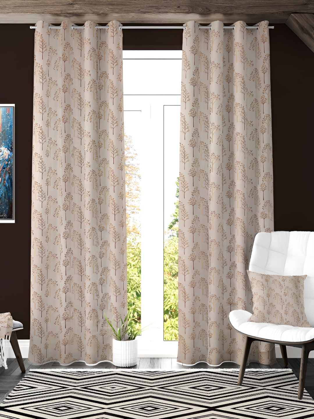 

Galaxy Home Decor Maroon Floral Room Darkening Window Curtain