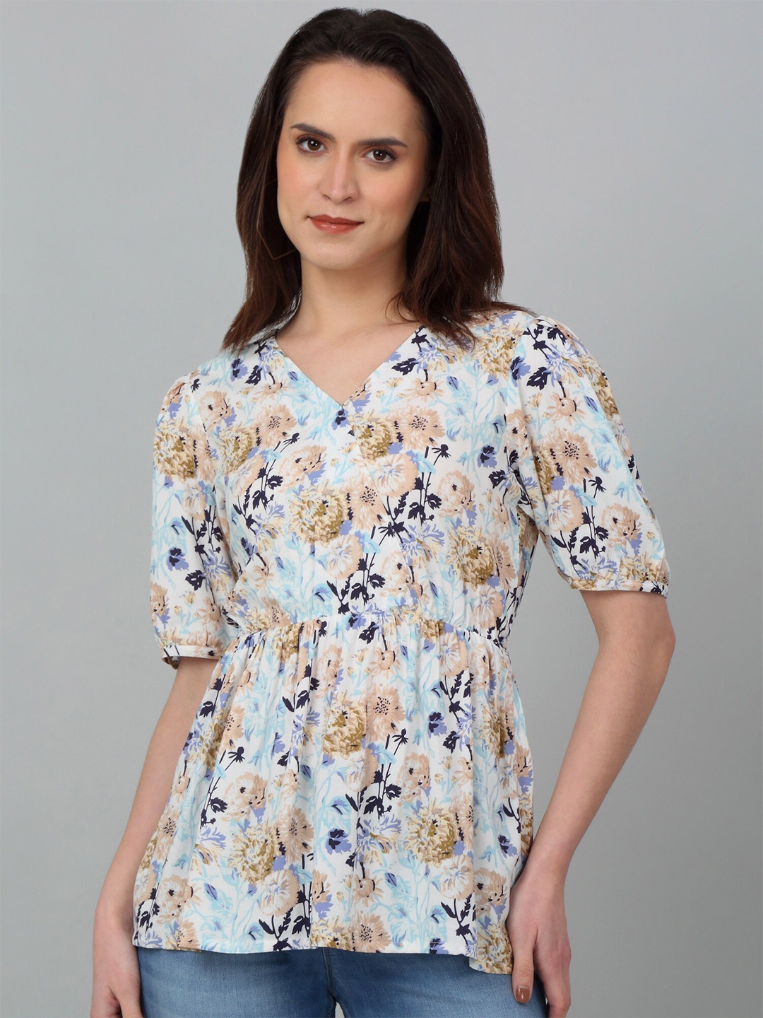 

Cantabil Floral Printed V-Neck Top, Multi