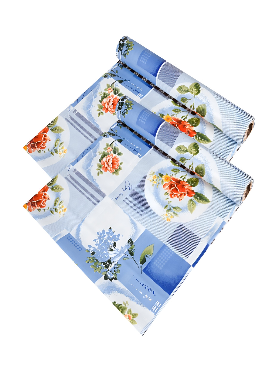 

Kuber Industries Blue & Orange 2 Pieces Floral Printed Cabinet Shelf Liners