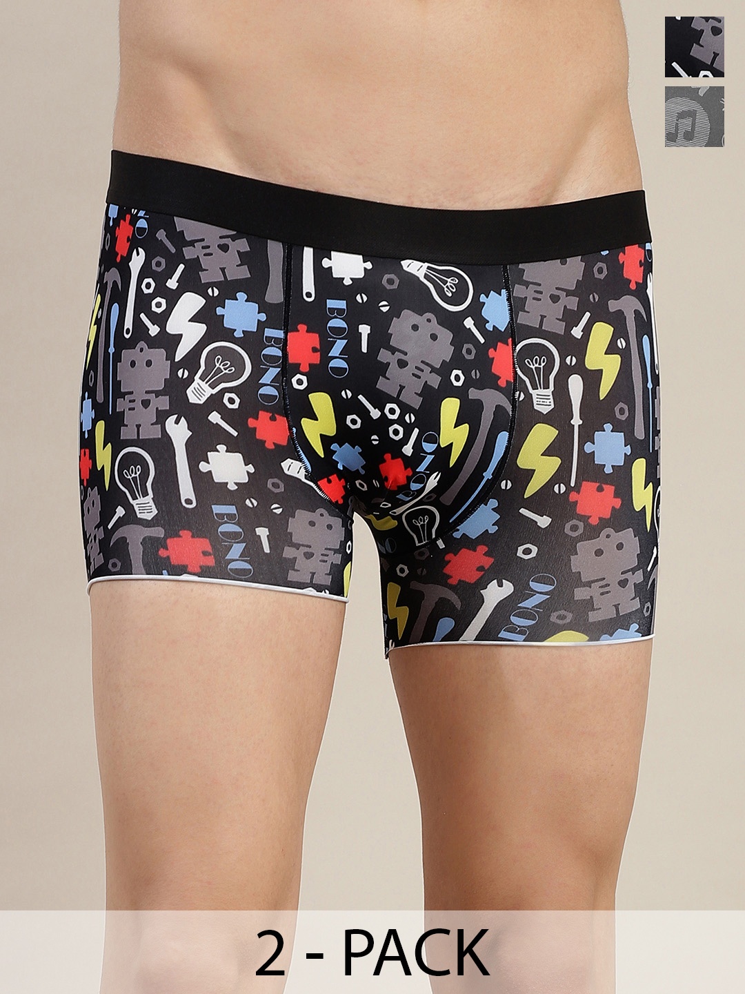 

DISPENSER Pack Of 2 Printed Comfortable Low Rise Trunks C1-C8-DG-Printed-M, Navy blue