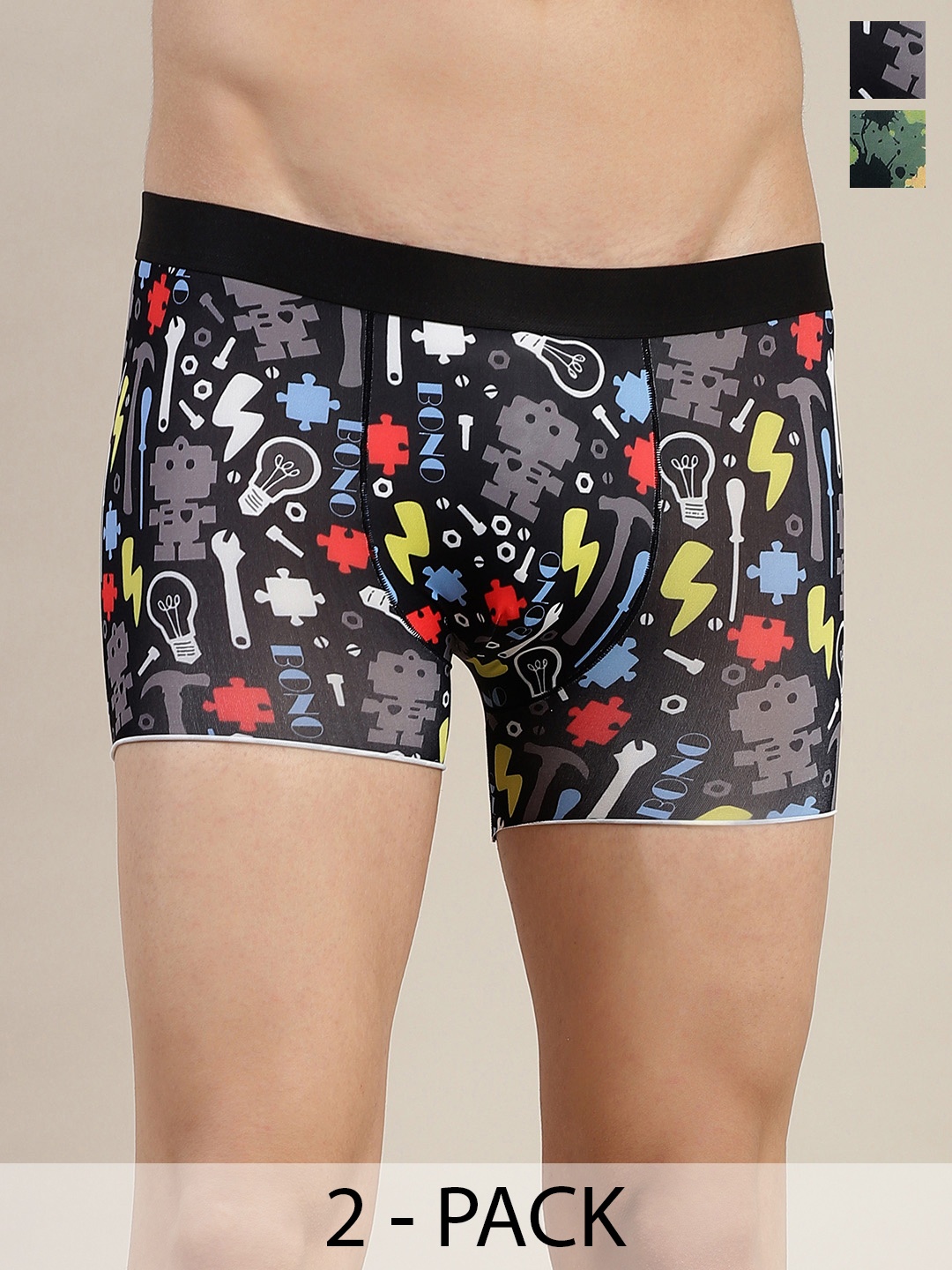 

DISPENSER Pack Of 2 Printed Snug Fit Trunks C1-C12-DG-Printed-M, Blue
