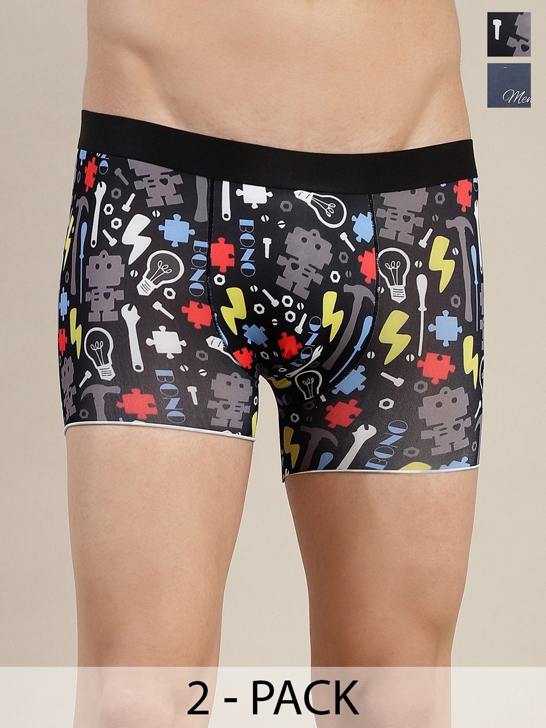 DISPENSER Pack Of 2 Printed Snug Fit Trunks C1-C9-DG-Printed-M, Blue