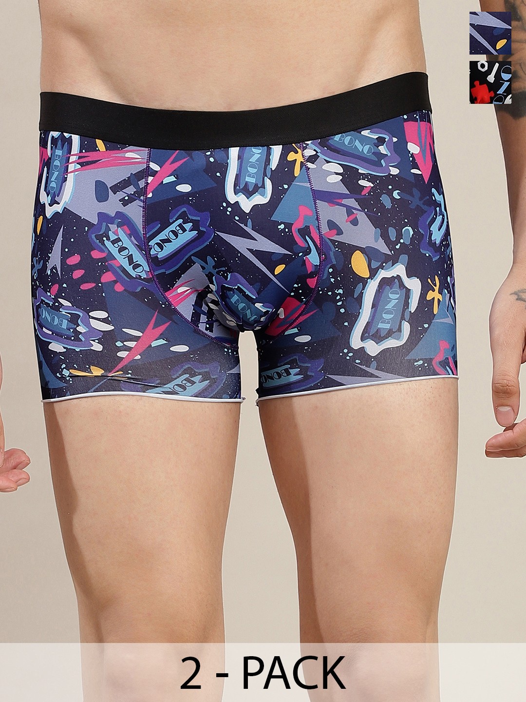 

DISPENSER Pack Of 2 Printed Snug Fit Microfibre Trunks C1-C4-DG-Printed-M, Blue