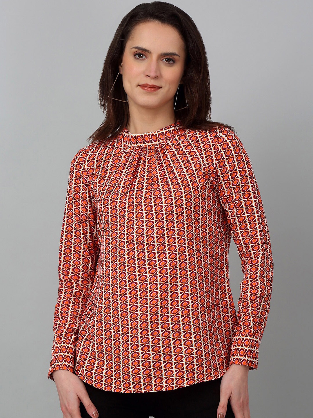 

Cantabil Geometric Printed High Neck Tunic, Peach