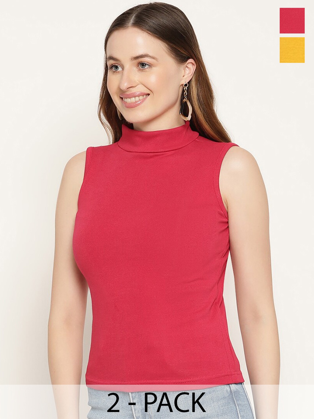 

Miaz Lifestyle Pack Of 2 Cotton Tops, Red