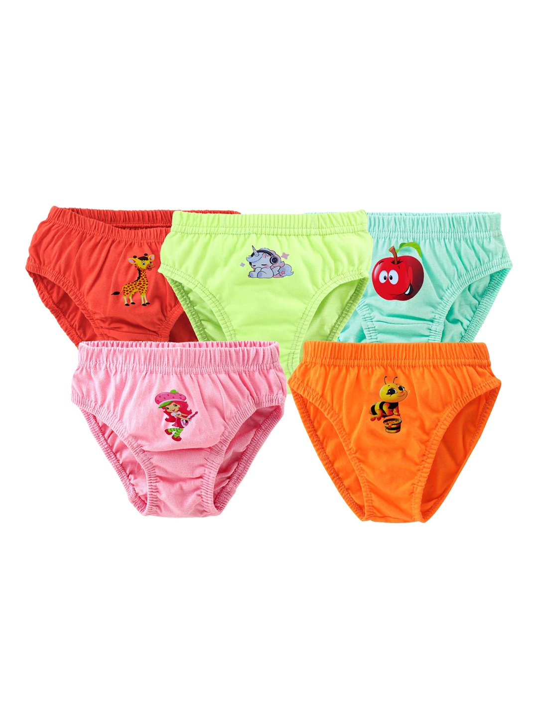 

BAESD Girls Pack Of 5 Assorted Printed Pure Cotton Hipster Briefs 3212