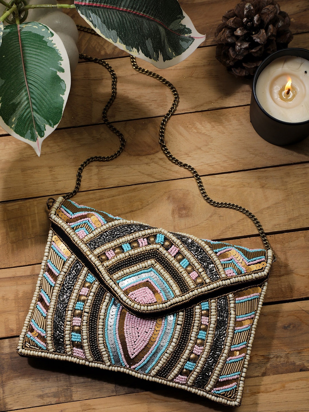 

ALII AND ALIIZEY Embellished Structured Sling Bag, Black