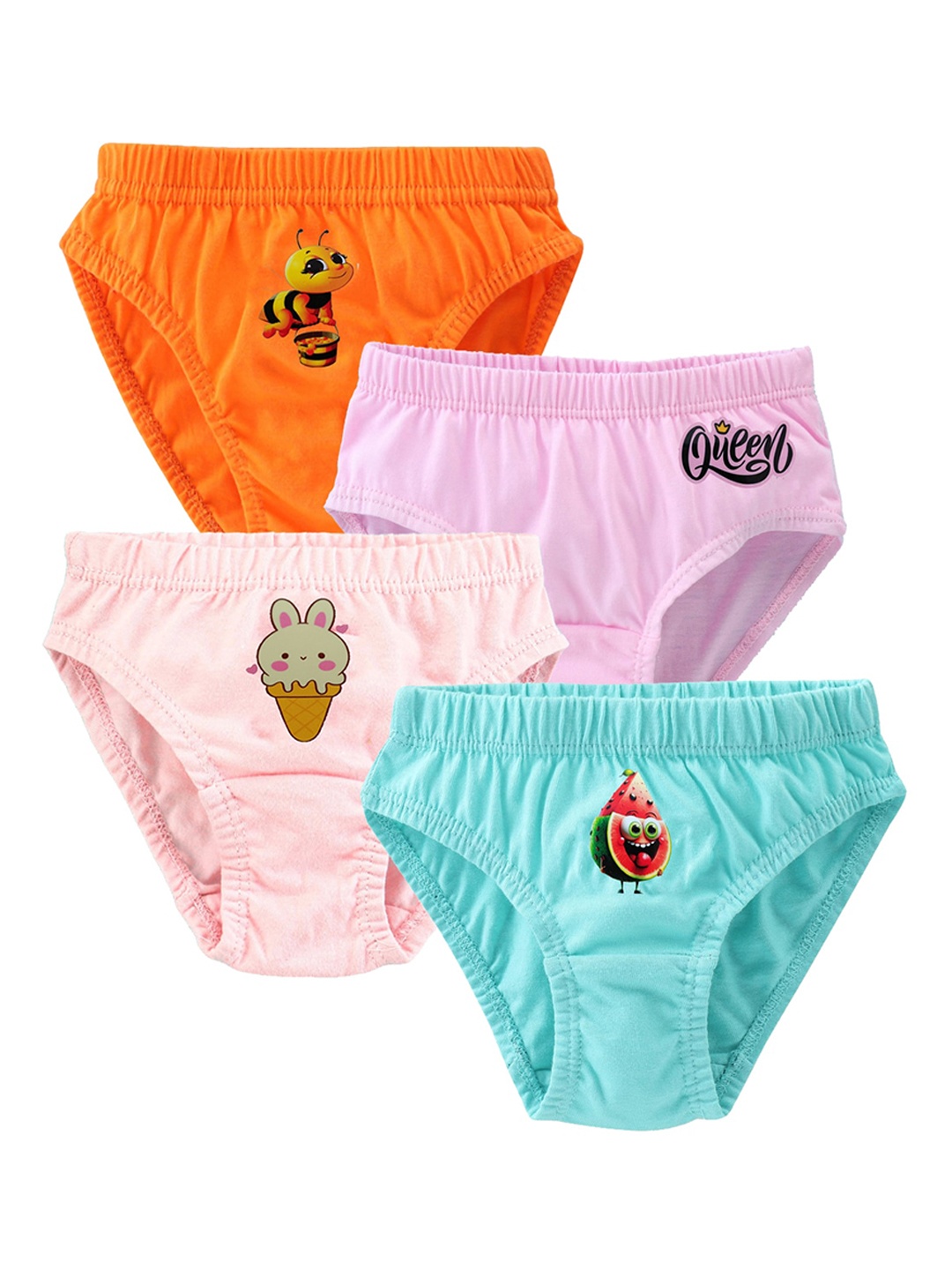 

BAESD Girls Pack Of 4 Assorted Pure Cotton Hipster Briefs 3222