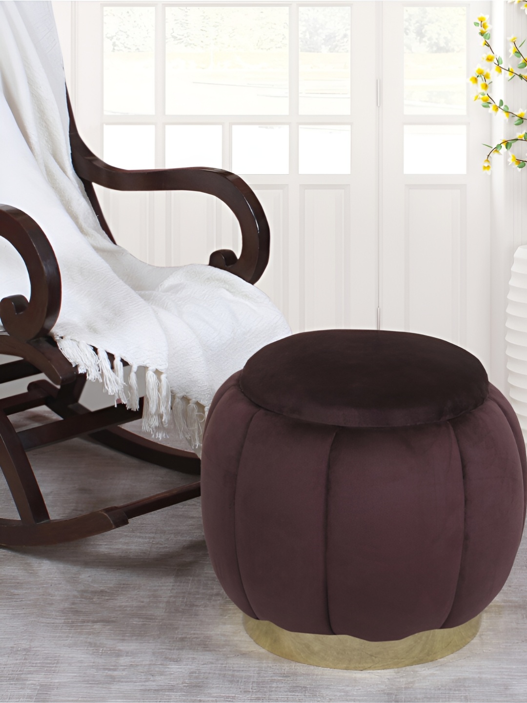 

Shadowkart Brown Wooden Round Ottoman