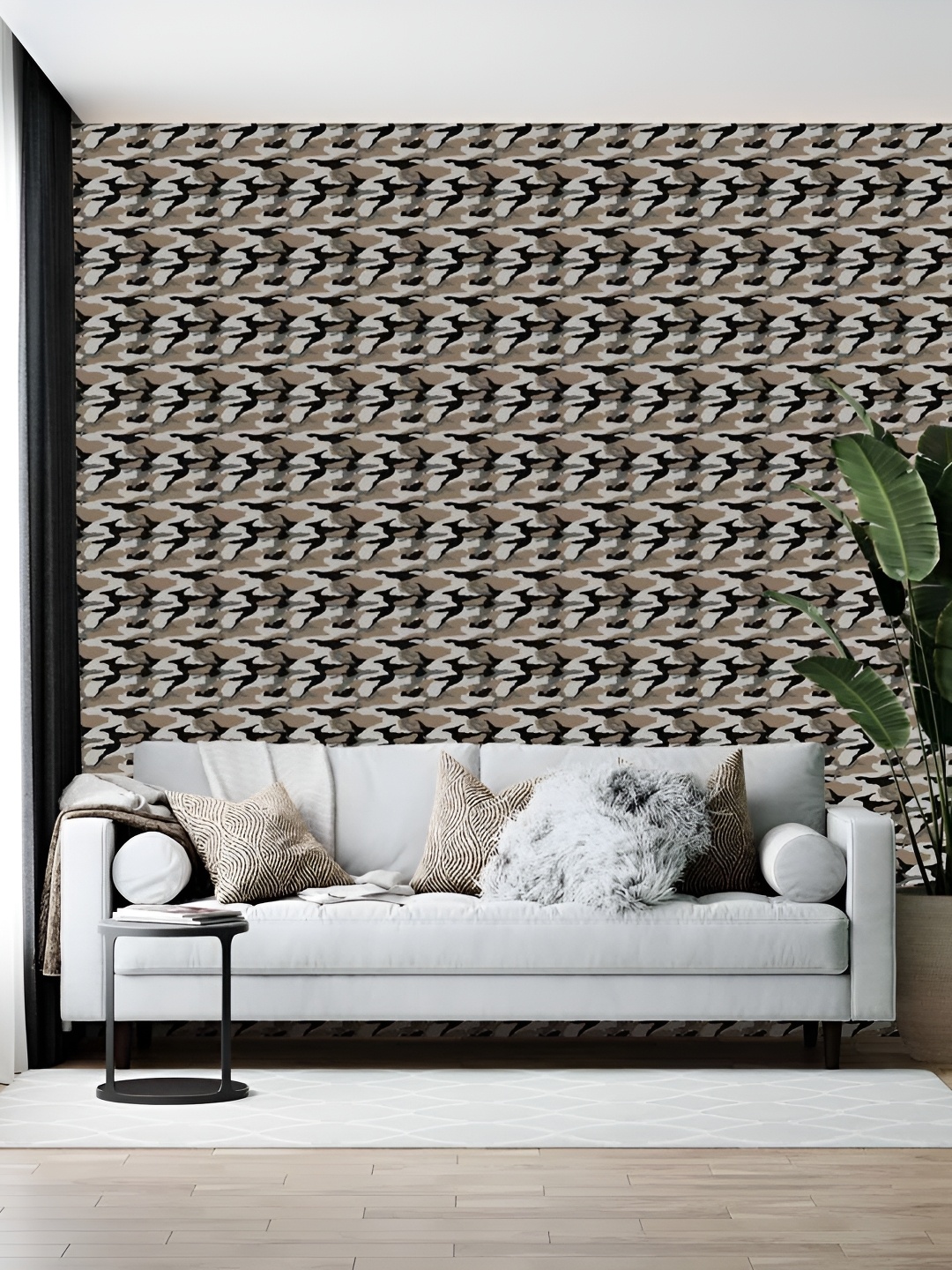 

British Terminal Brown Abstract Printed Self-Adhesive Wallpaper