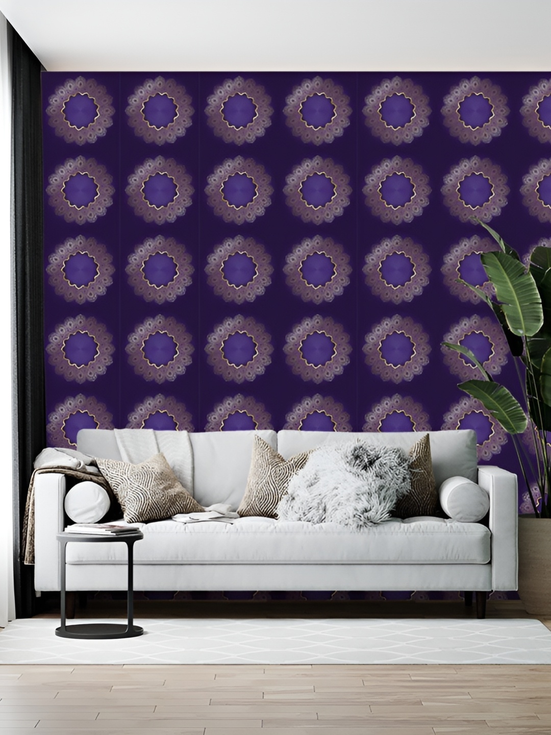 

British Terminal Purple & Beige Printed Self-Adhesive Wallpaper