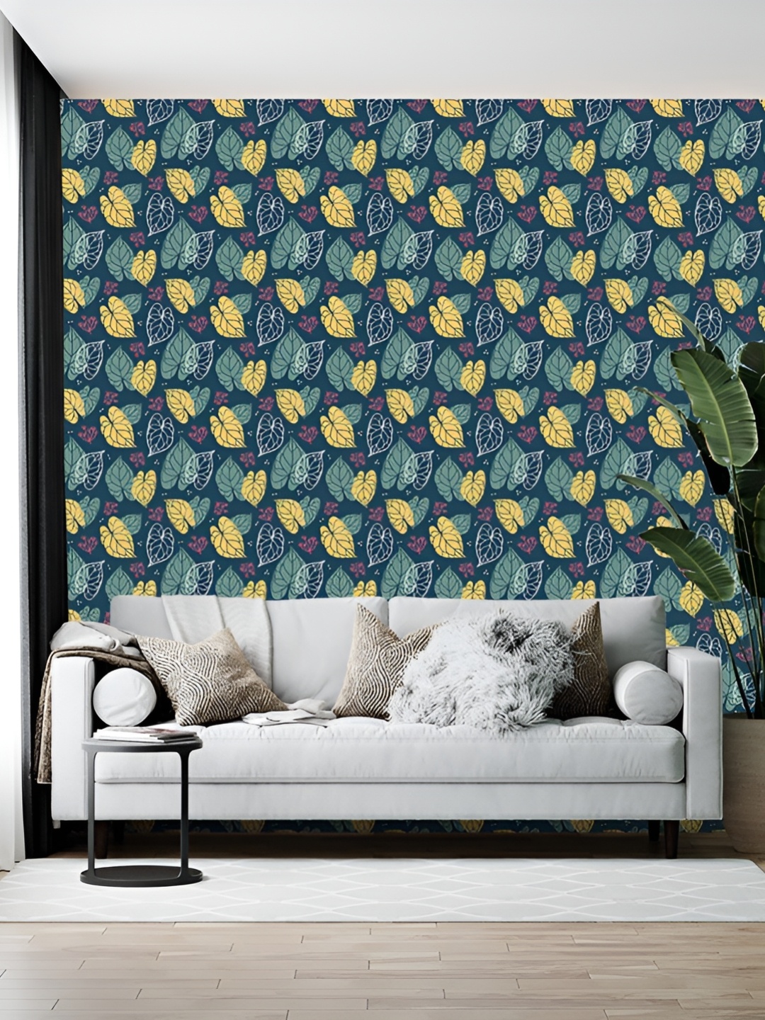 

British Terminal Blue & Yellow Floral Printed Self-Adhesive Wallpaper