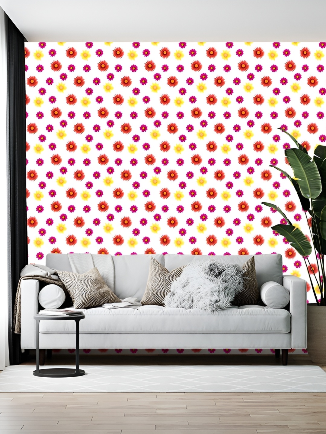 

British Terminal White & Pink Floral Printed Self-Adhesive Wallpaper